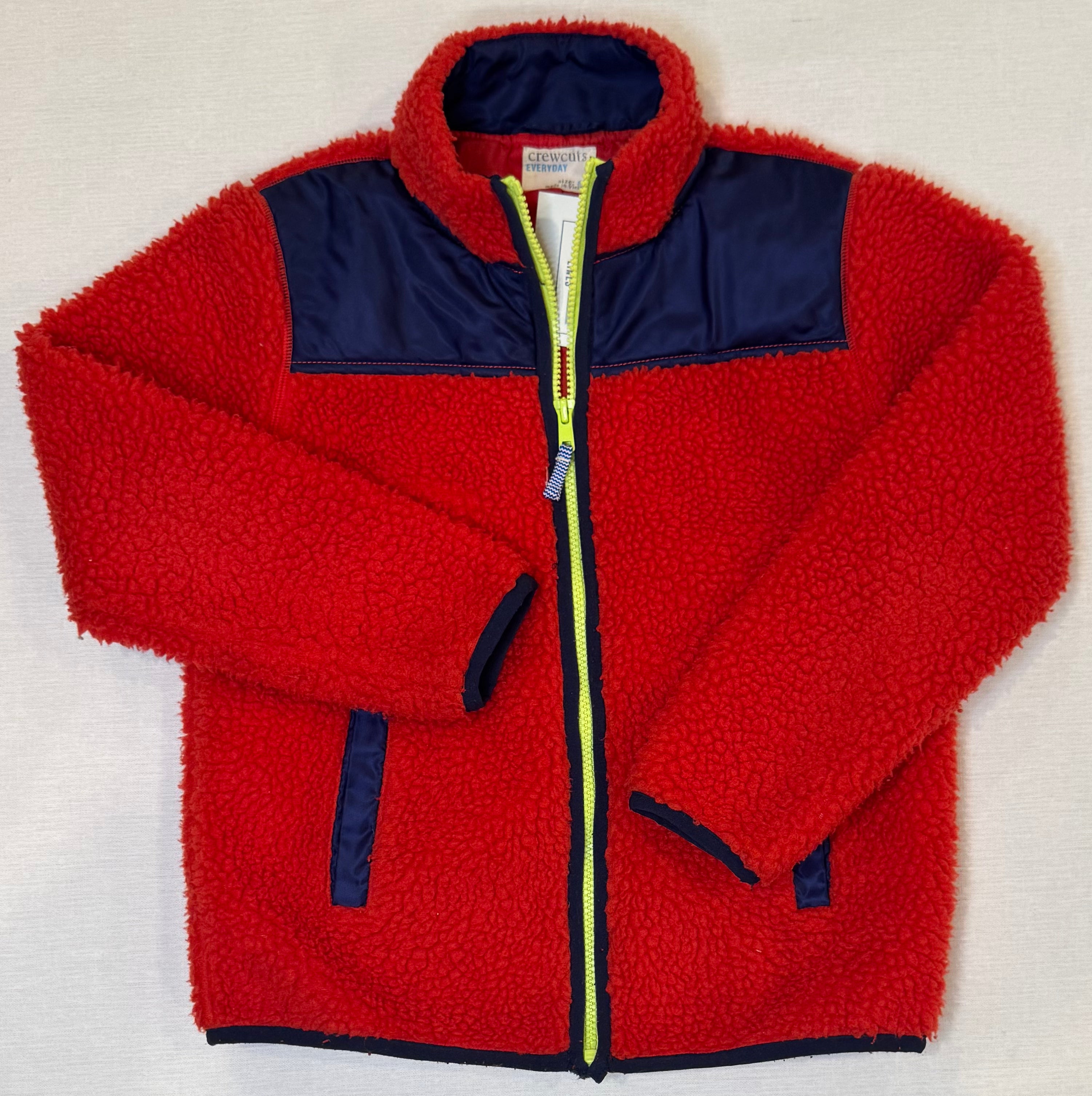 Crewcuts Sherpa Jacket, Red/Navy Boys Size 8