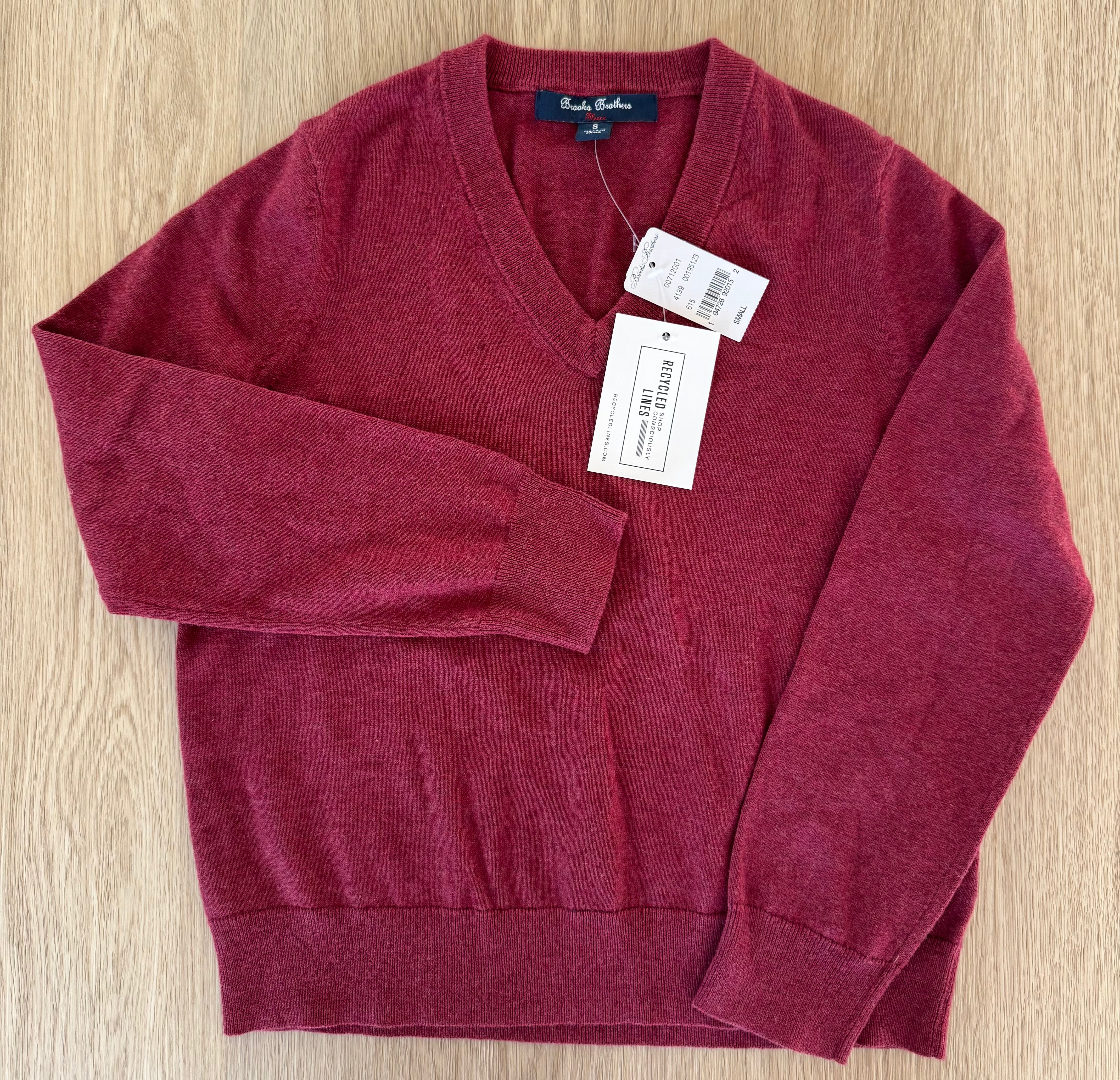 Brooks Brothers NWT V-Neck Sweater, Maroon Boys Size S