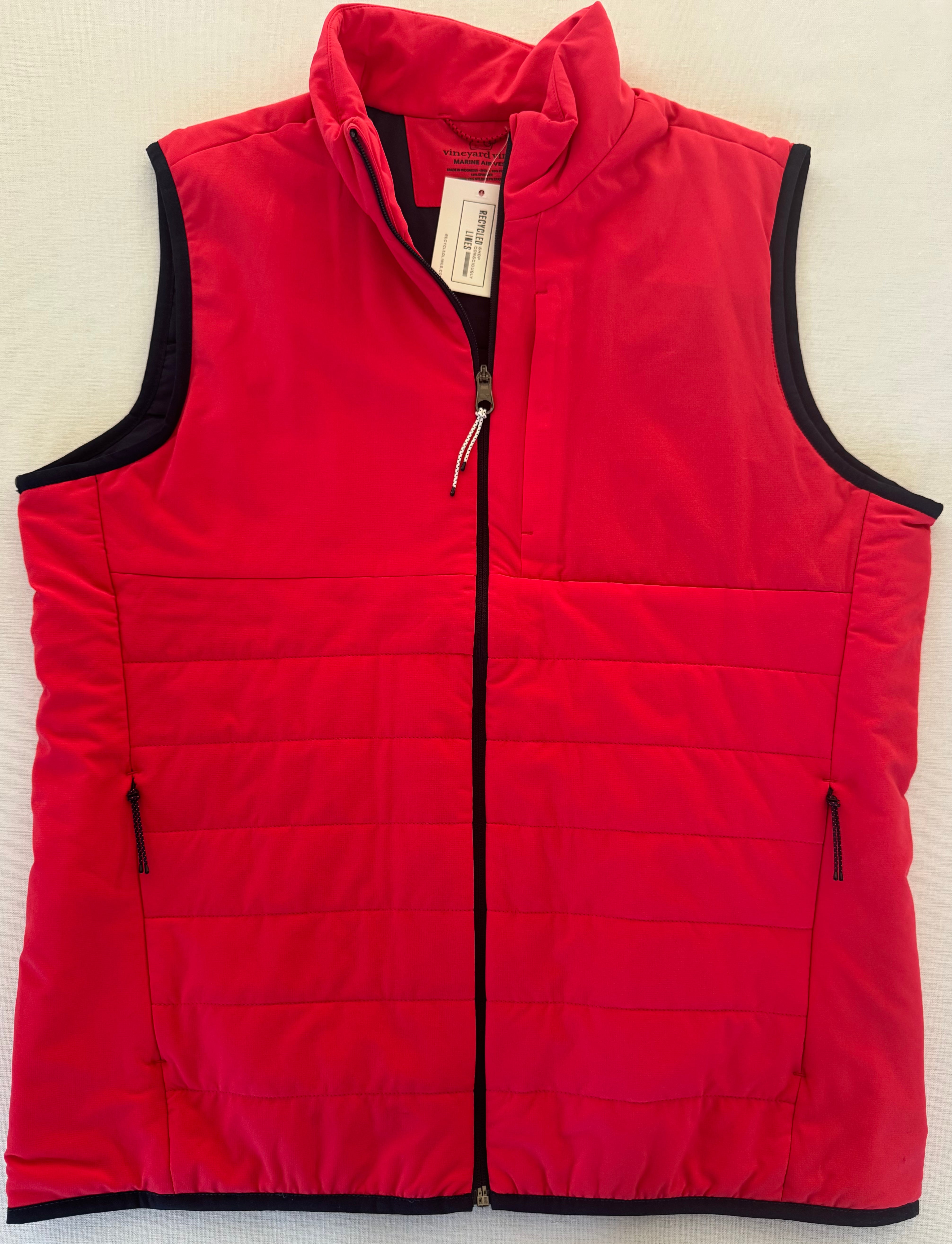 Vineyard Vines Marine Air Vest, Dark Pink/Navy Mens Size L