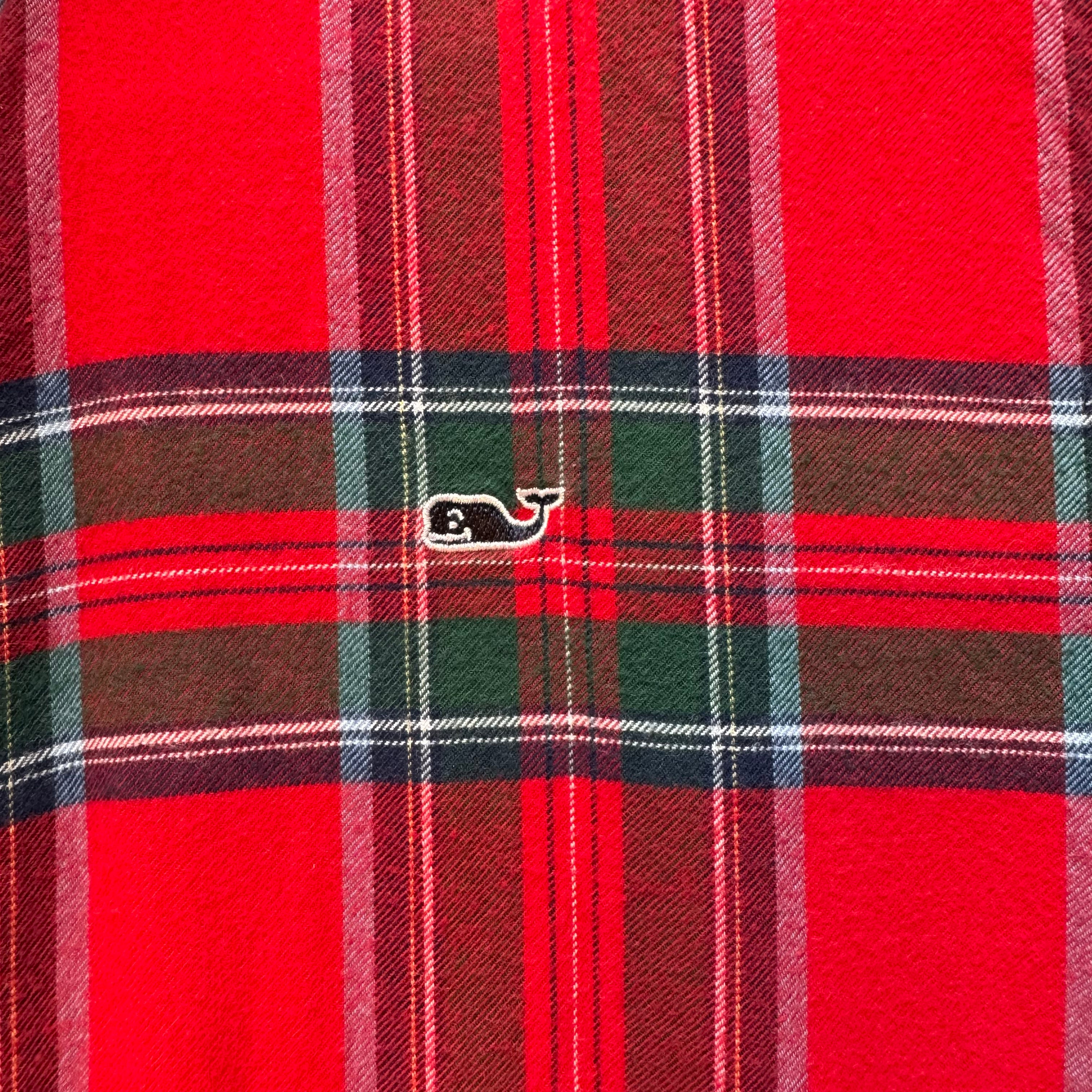 Vineyard Vines Holiday Flannel Button Down, Red Boys Size XL (18)