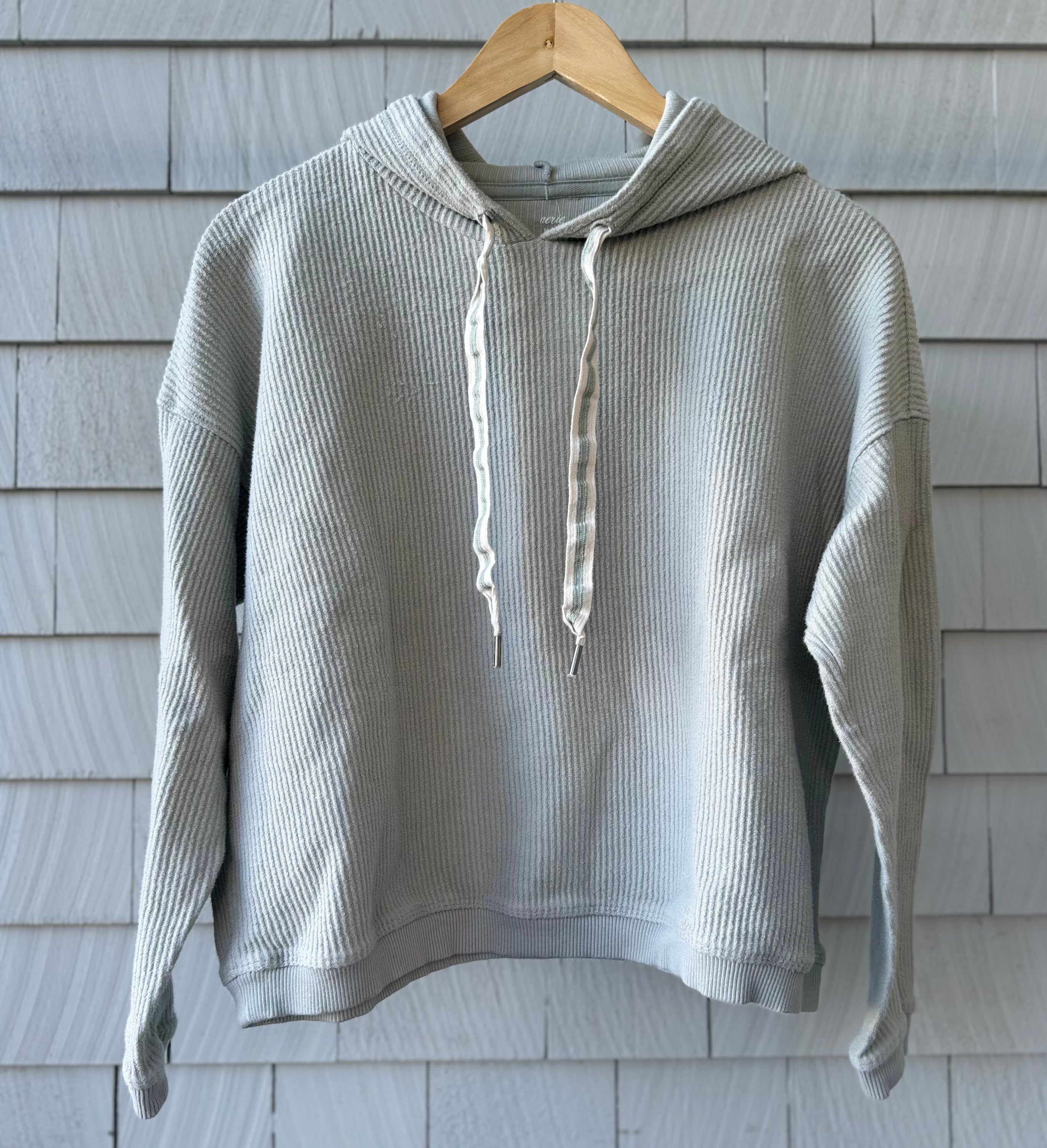 Aerie Ribbed Hooded Sweatshirt, Sea Green Womens M