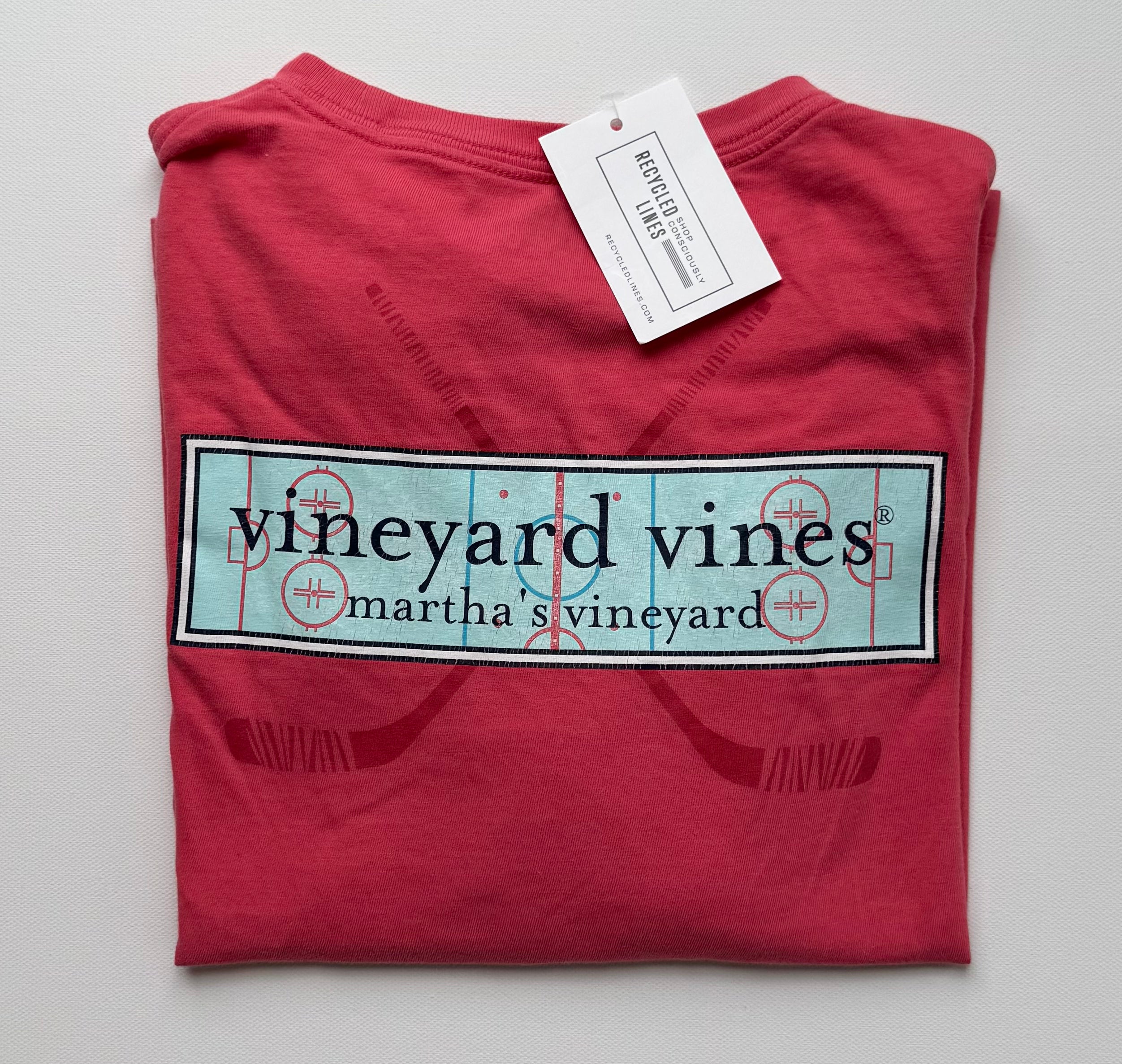 Vineyard Vines Hockey Tee, Coral Boys Size S (8/10)