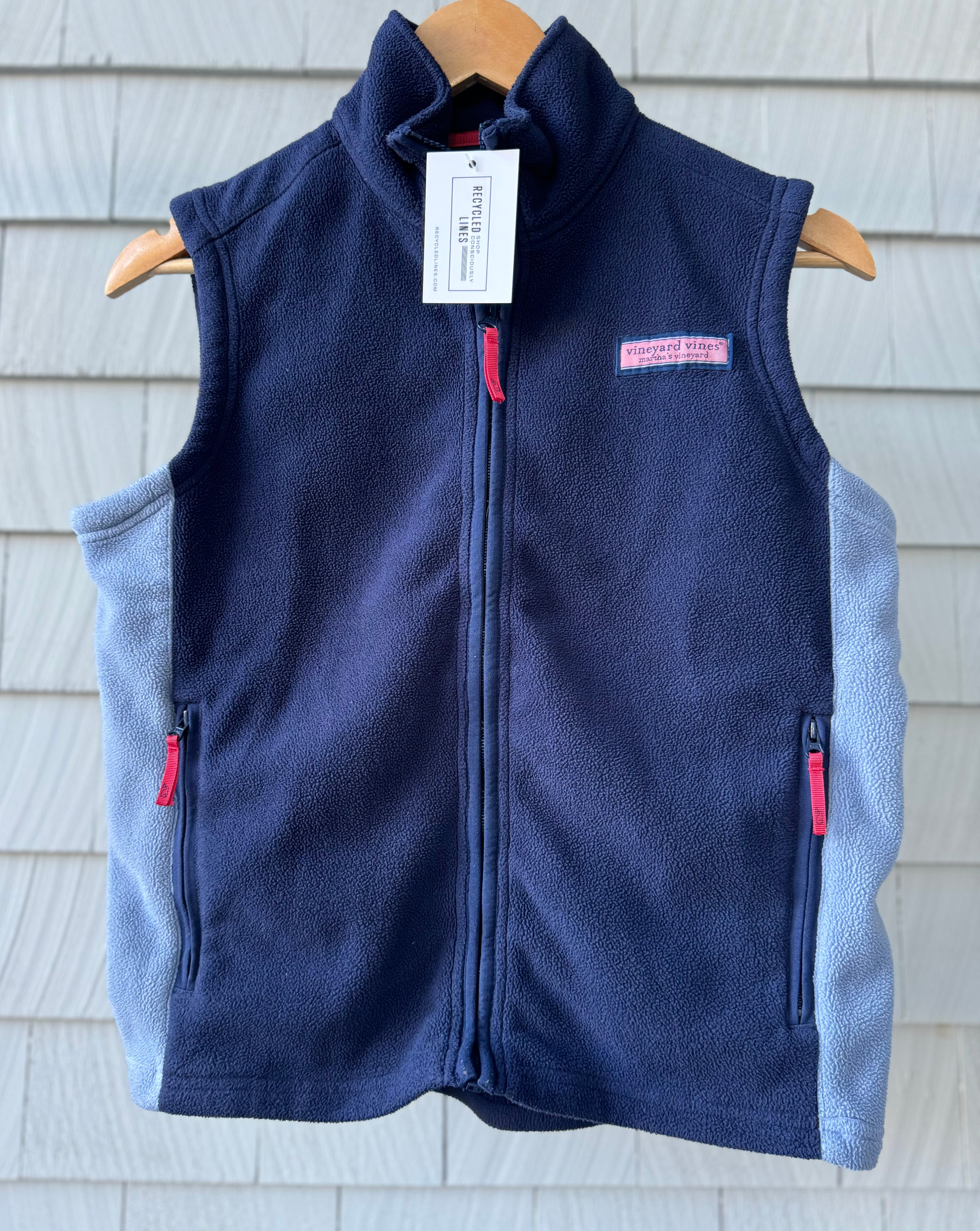 Vineyard Vines Fleece Vest, Navy/Light Blue Boys Size L (16)