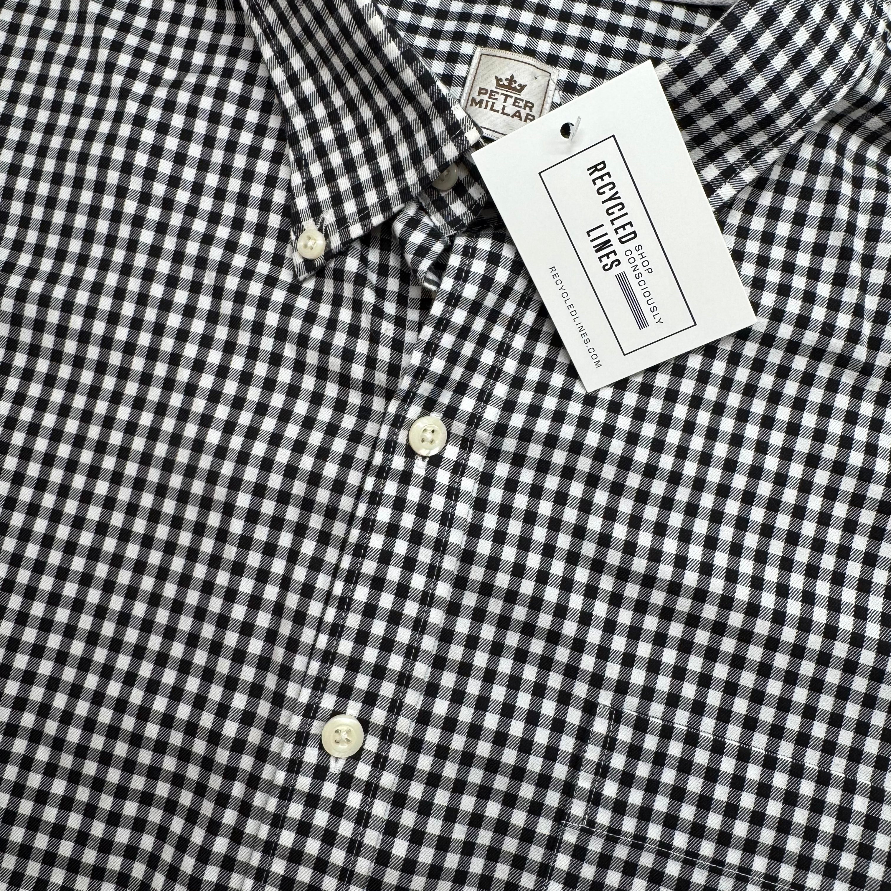 Peter Millar Nanoluxe Button Down, Black/White Mens Size XXL