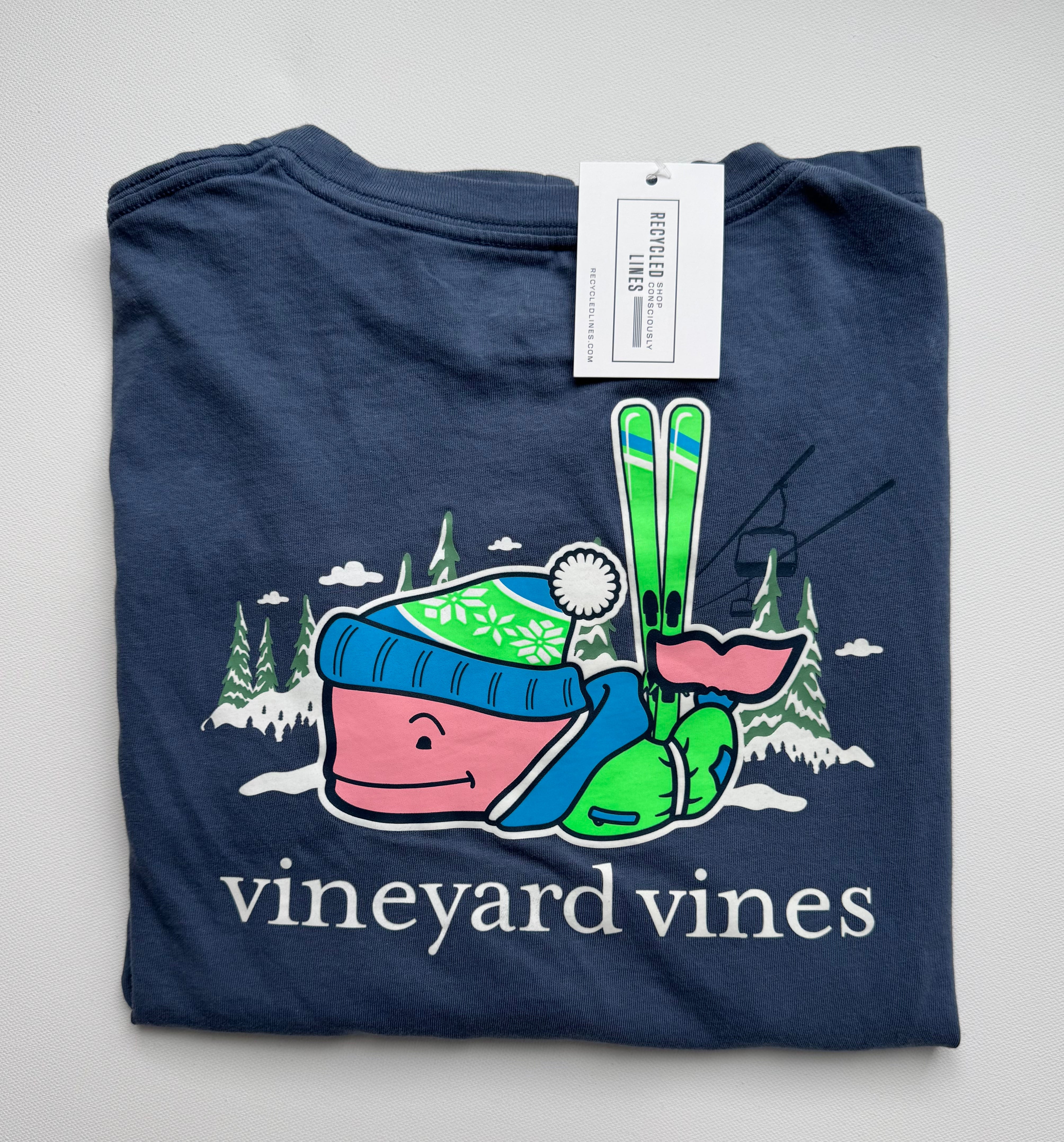 Vineyard Vines Long Sleeve Tee, Navy Boys Size XL