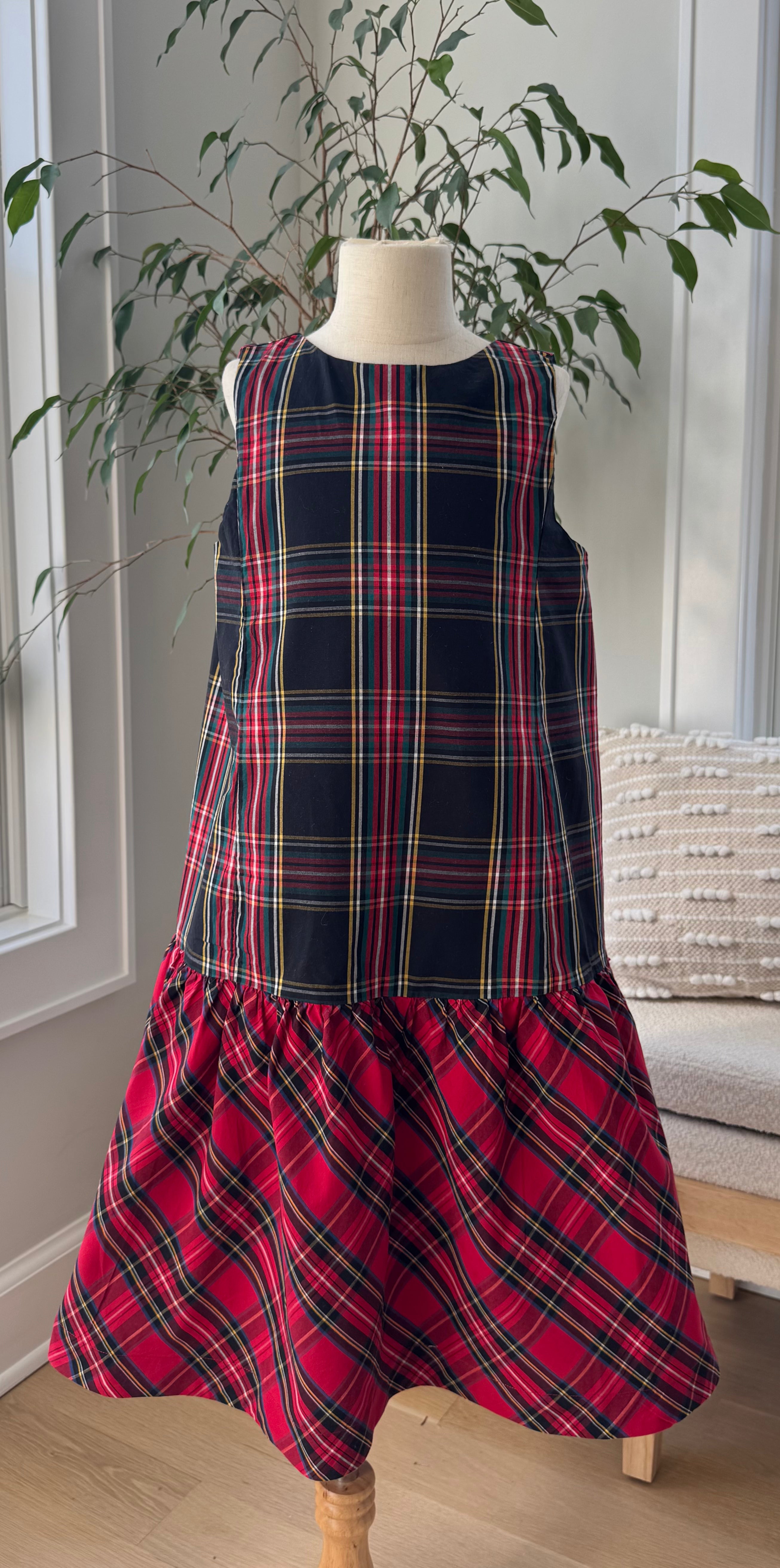 Crewcuts Tank Tartan Dress, Black/Red Girls Size 12