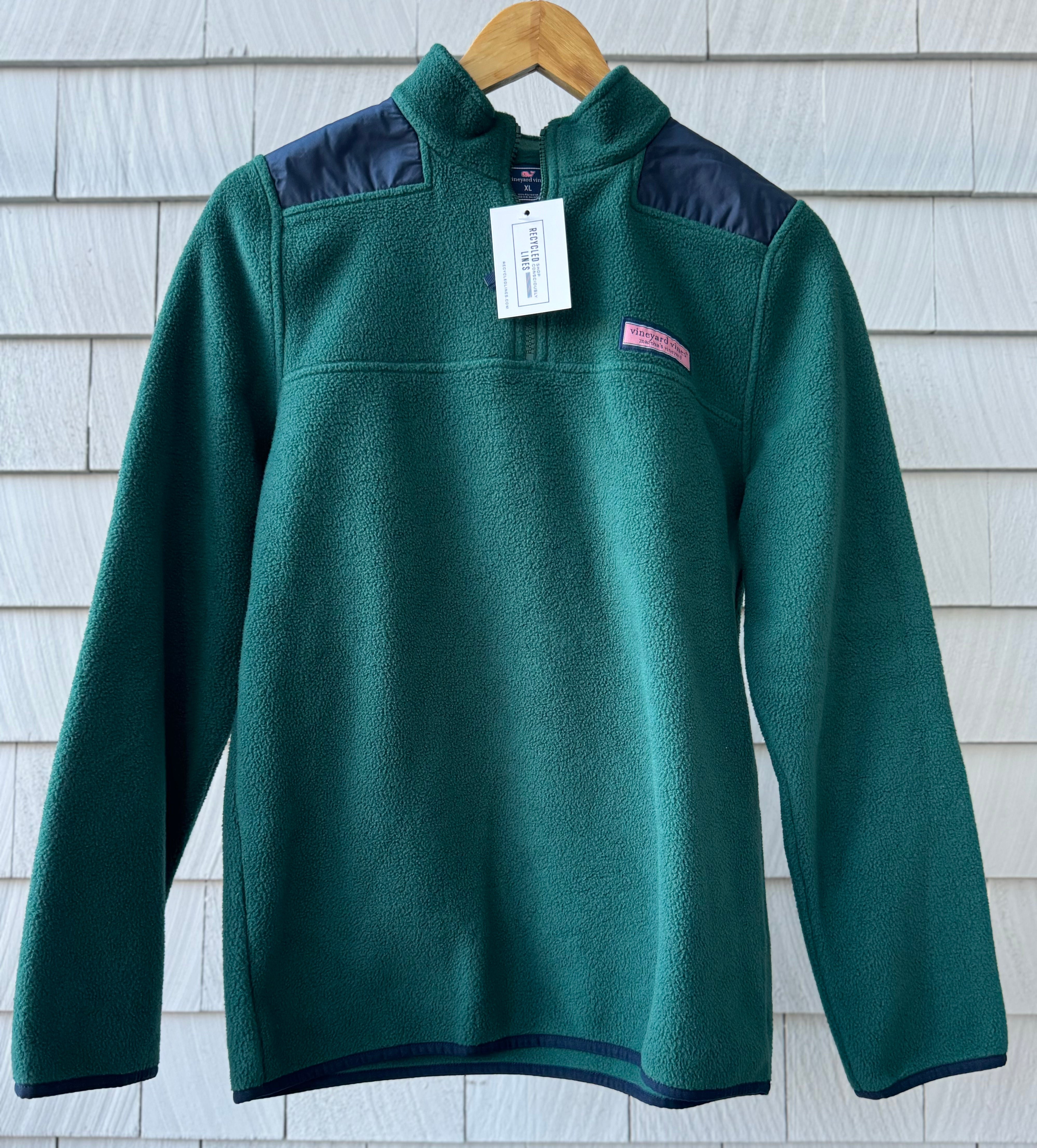 Vineyard Vines Fleece 1/4 Zip Pullover, Forest Boys Size XL