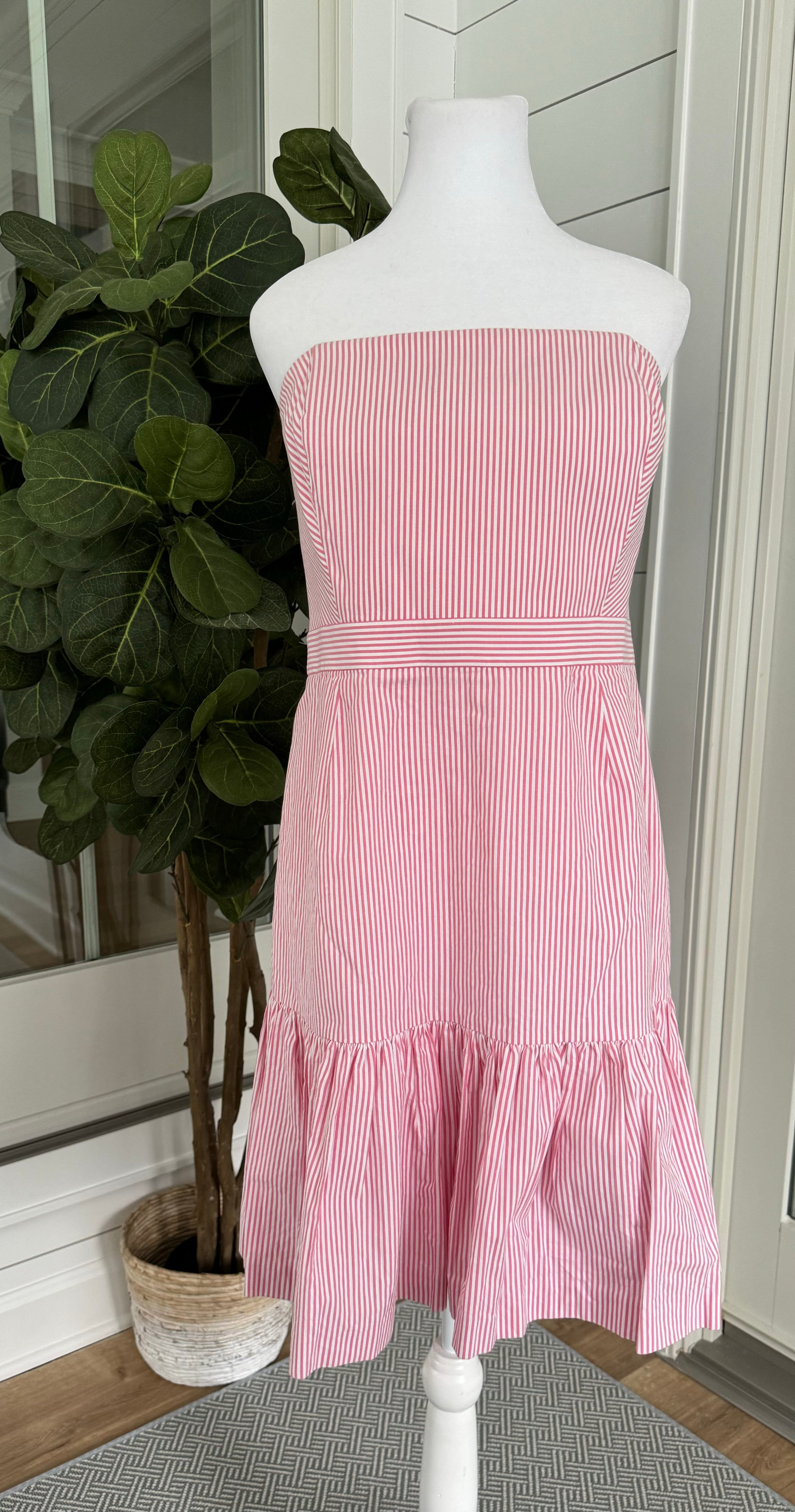 Vineyard Vines Strapless Dress NWT, Pink Stripe Womens Size 12