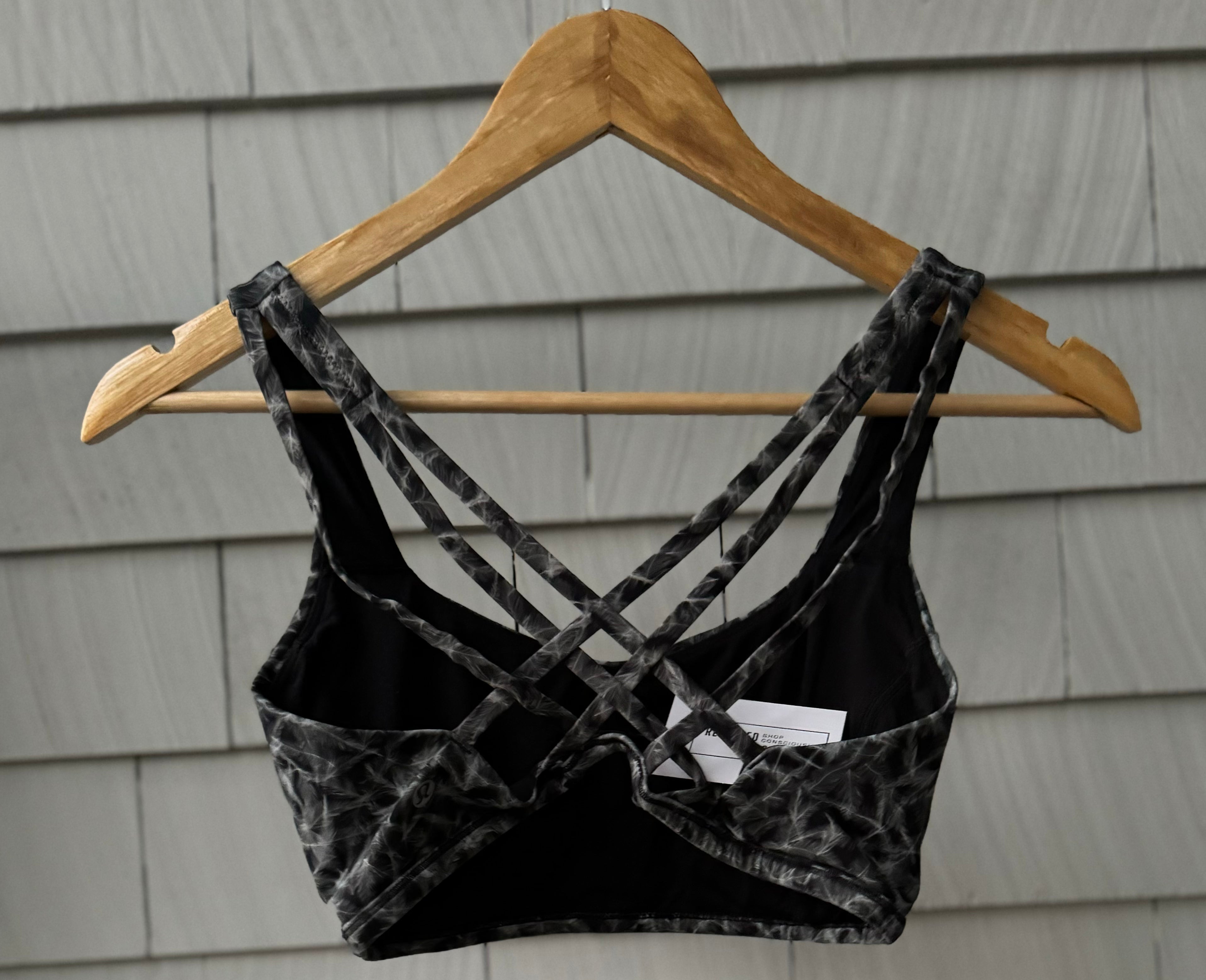 Lululemon Sports Bra, Feather Black Womens Size 8