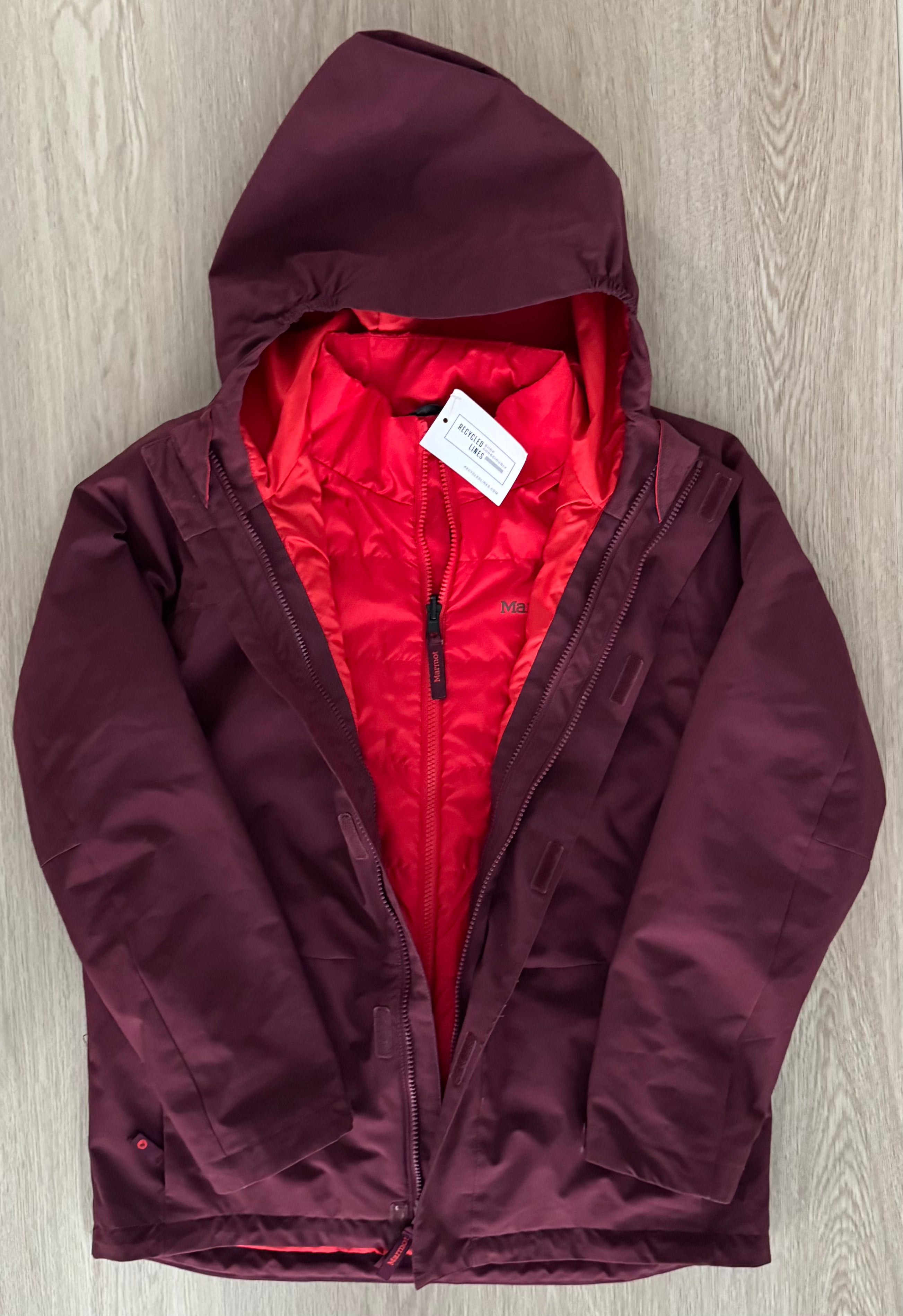 Marmot Puffer + Shell Ski Jacket, Maroon/Red Boys Size XL