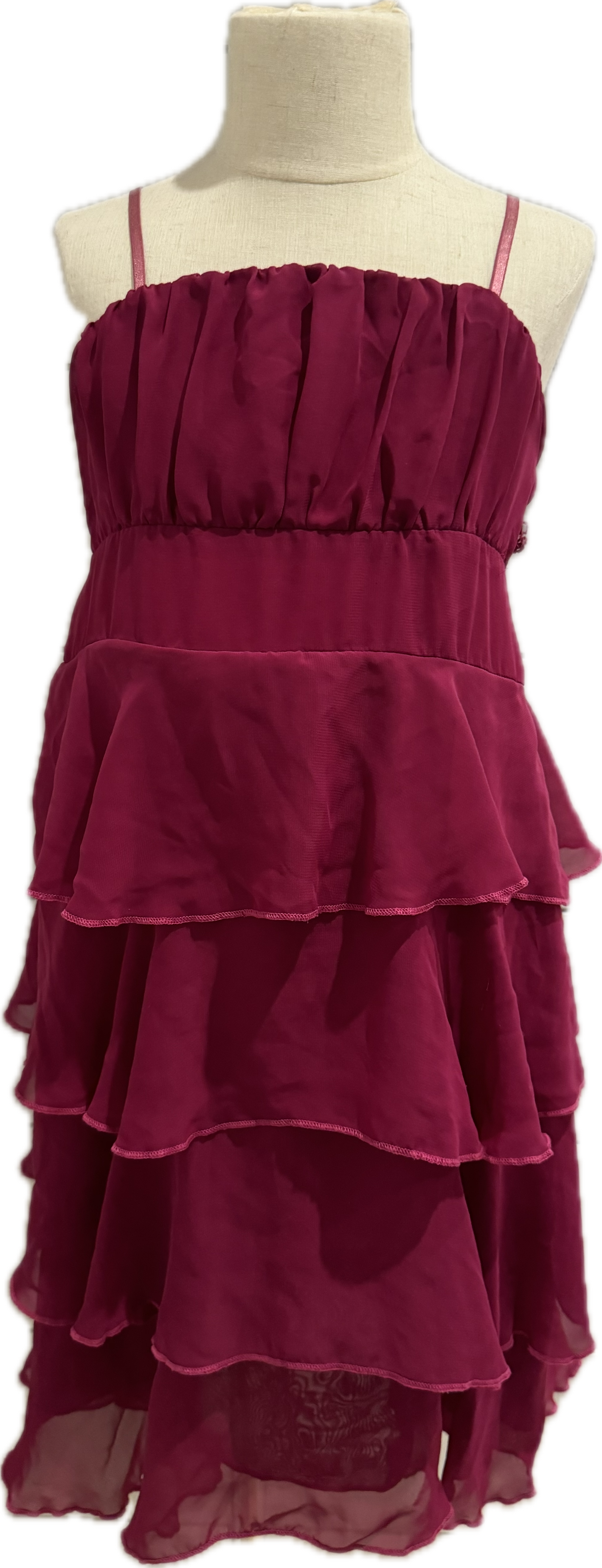Un Deux Trois Tiered Dress, Magenta Girls Size 10