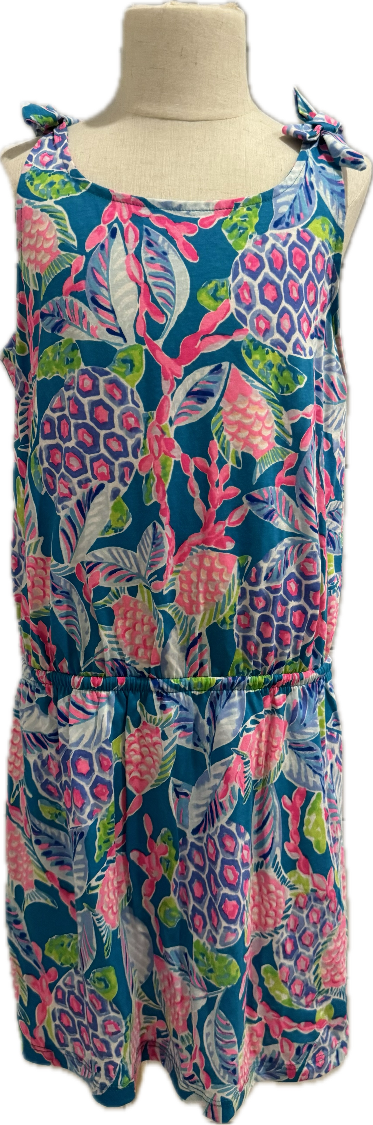 Lilly Pulitzer NWT Romper, Teal Multi Girls Size L (8/10)