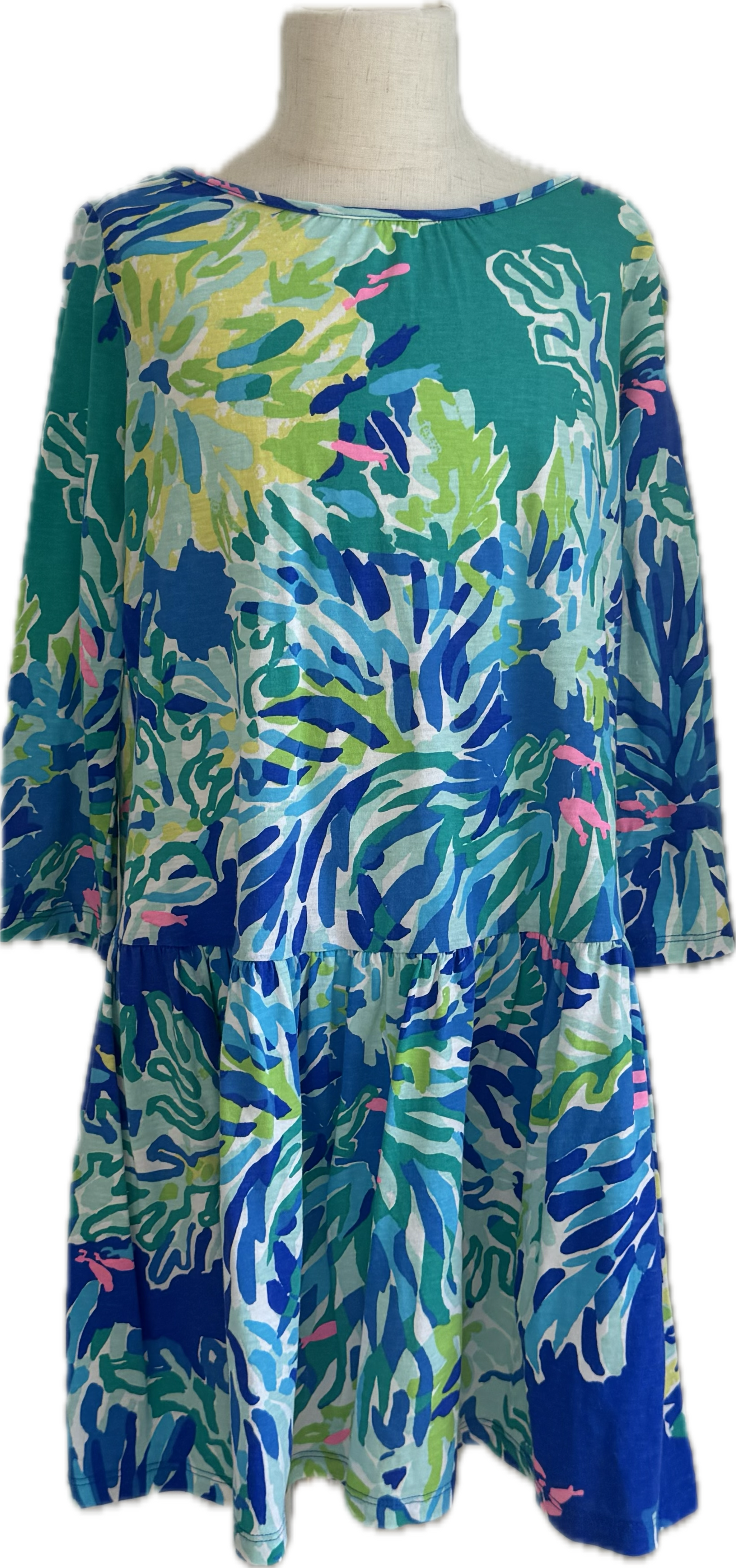 Lilly Pulitzer Dress, Blue/Lime Girls Size L (8/10)