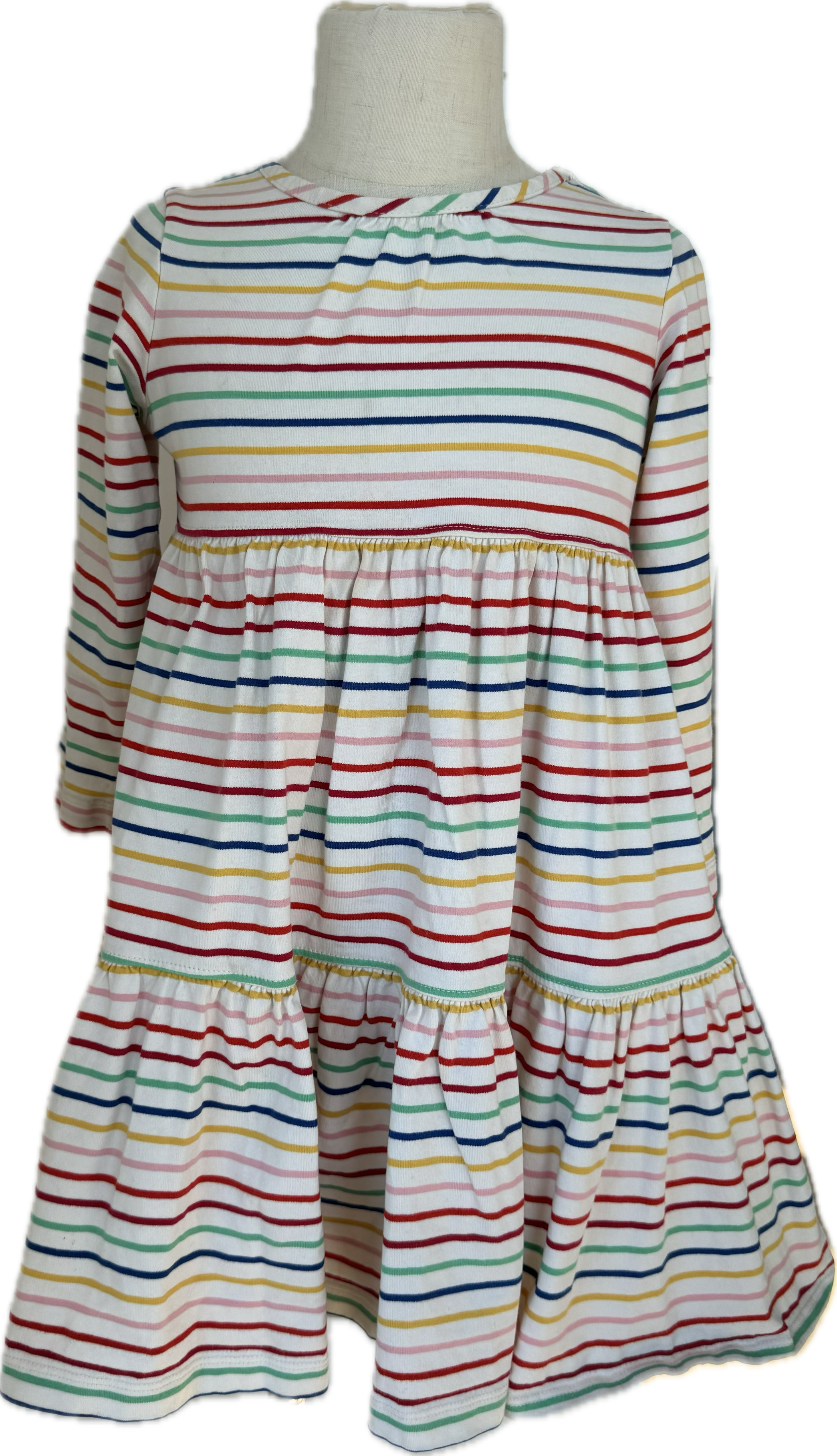 Hanna Andersson Tiered Dress, Rainbow Stripe Girls Size 100