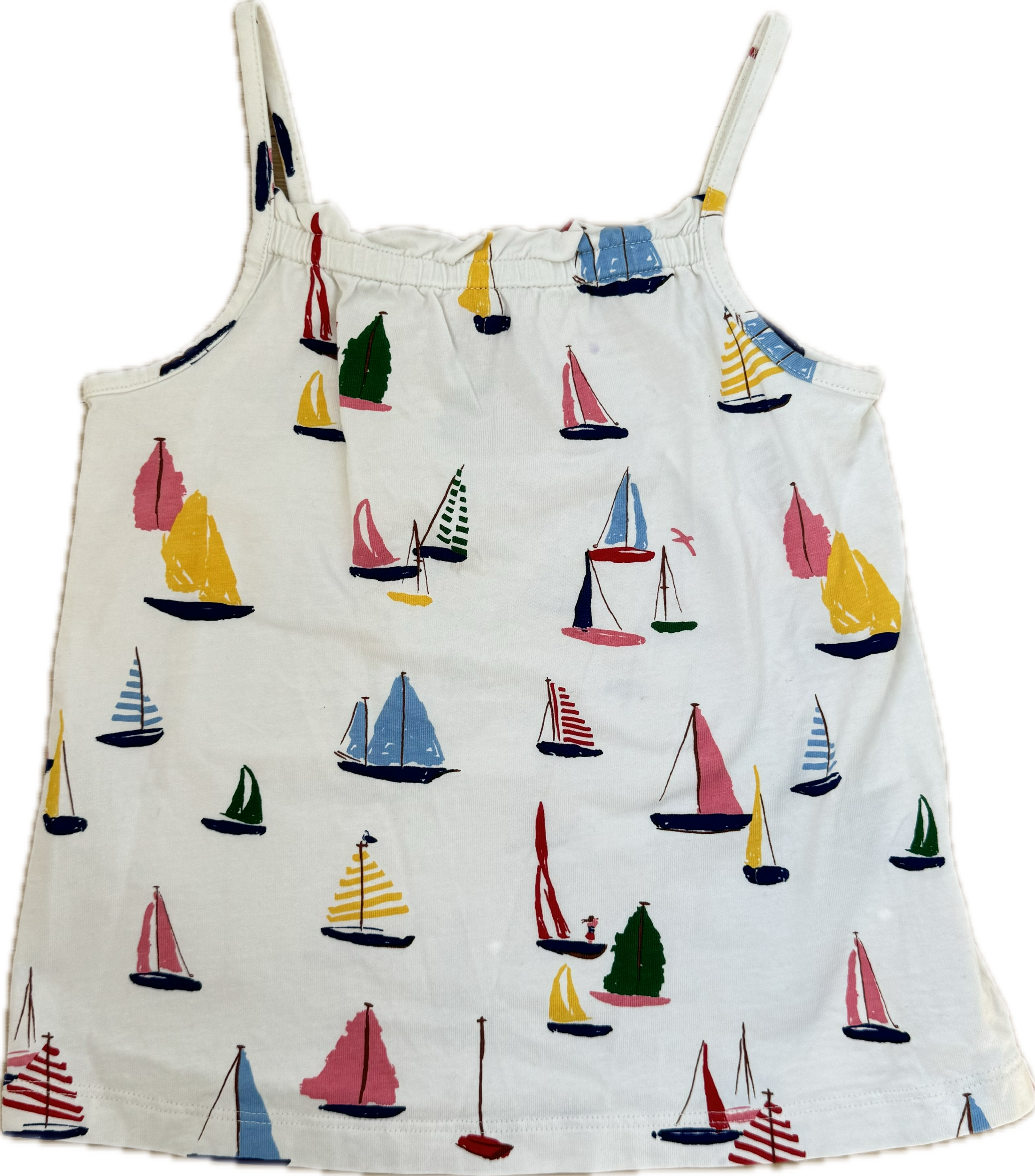 Hanna Andersson Sailboat Tank, White Girls Size 100