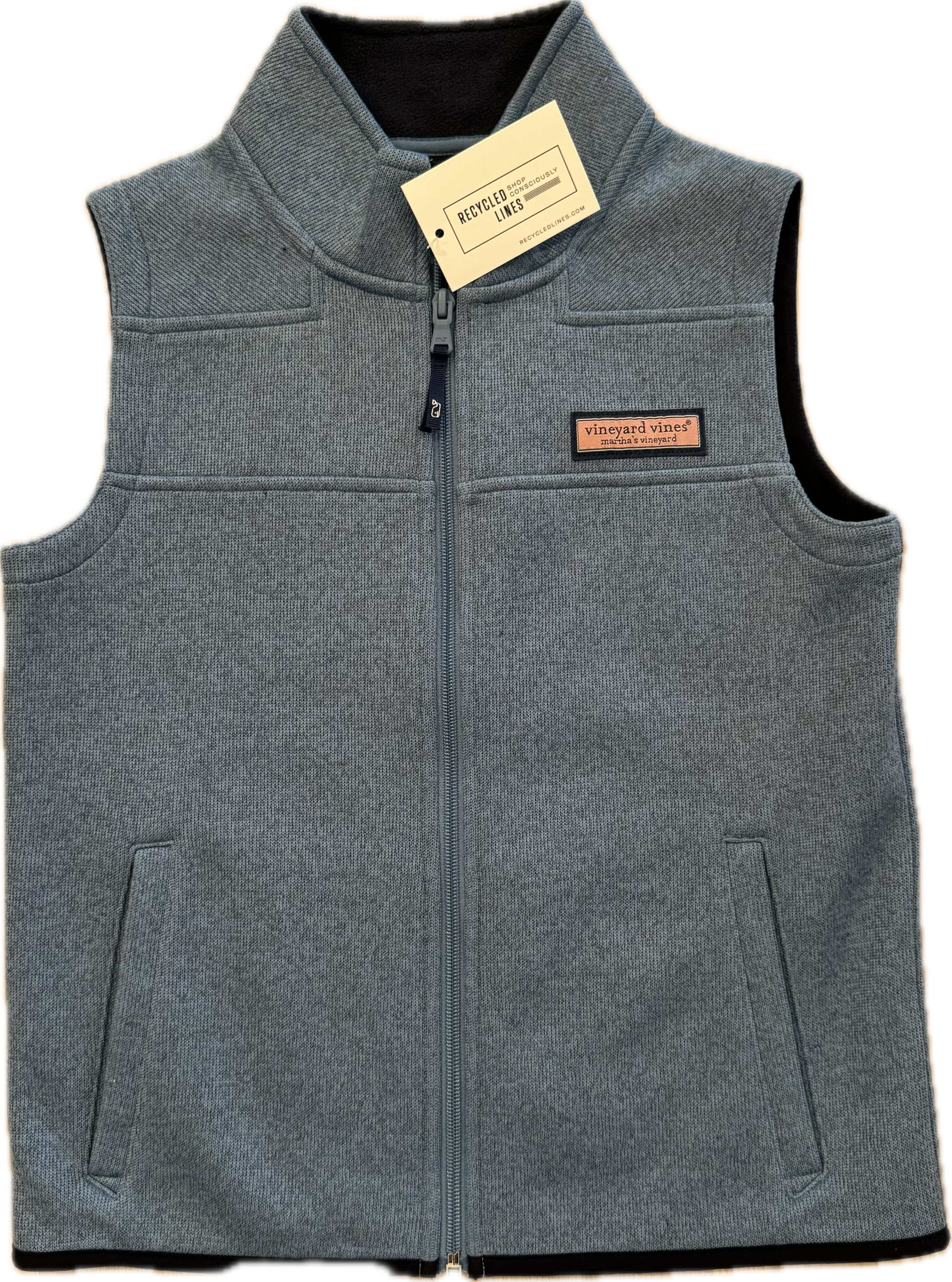 Vineyard Vines Fleece Vest, Blue Boys Size S (8/10)