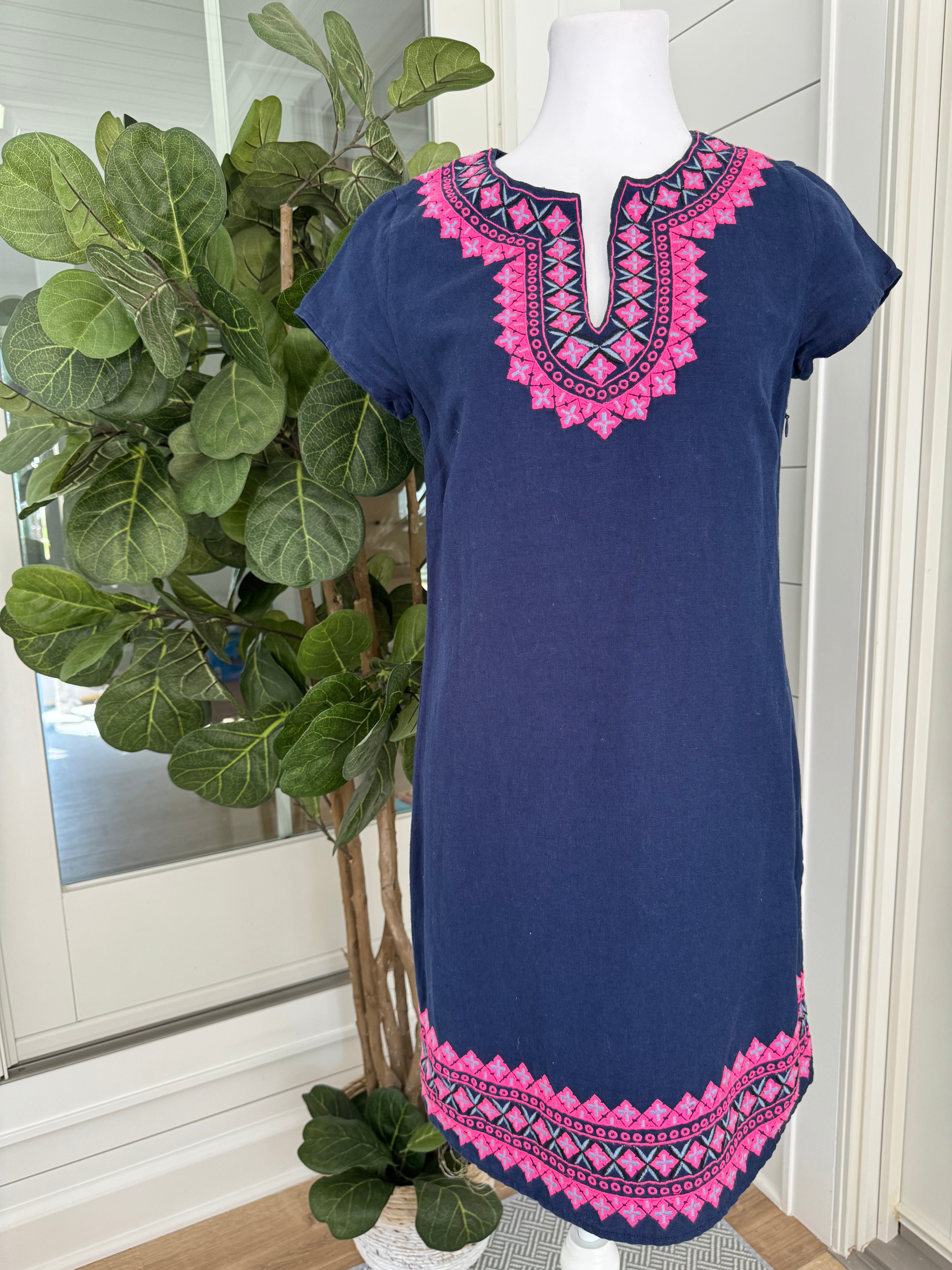 Vineyard Vines Tunic Dress, Navy/Pink Womens Size 0