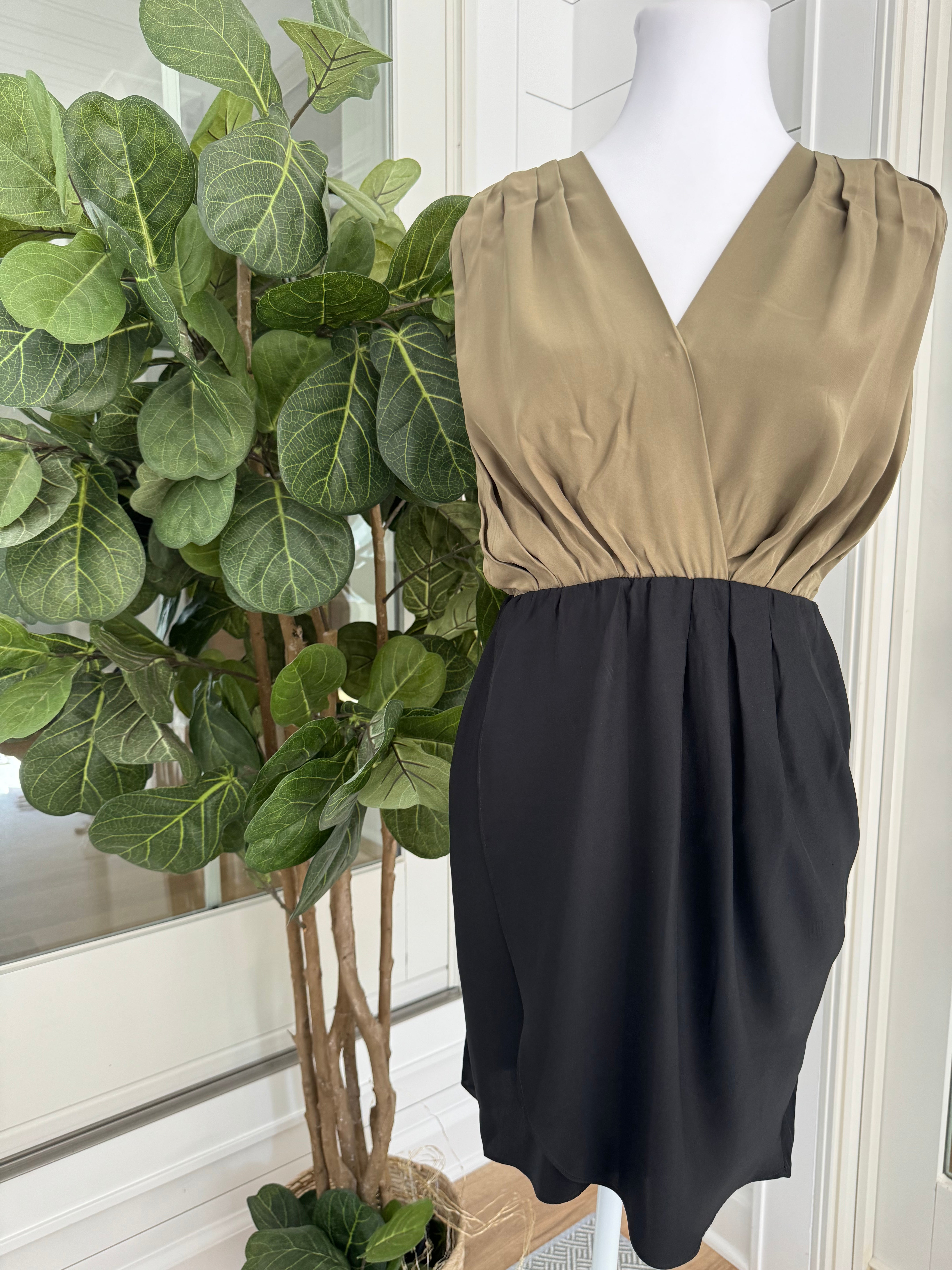 Amanda Prichard Silk Dress, Olive/Black Womens Size P