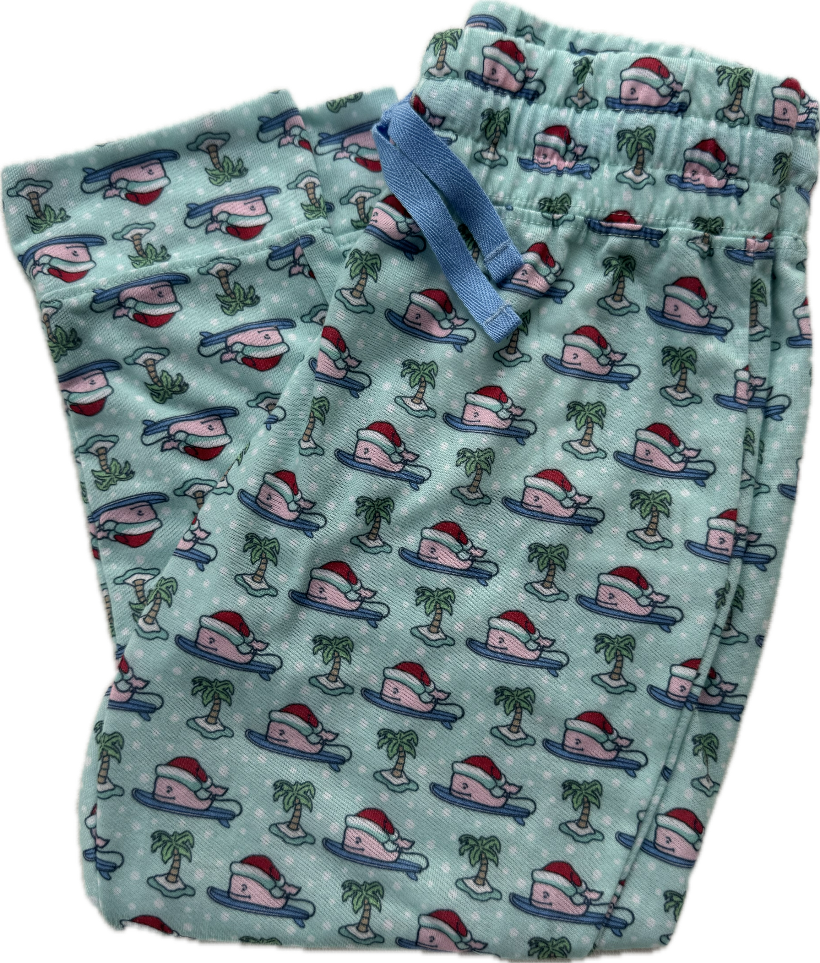 Vineyard Vines Santa Palm Tree Pajama Pants, Mint Girls Size 4T