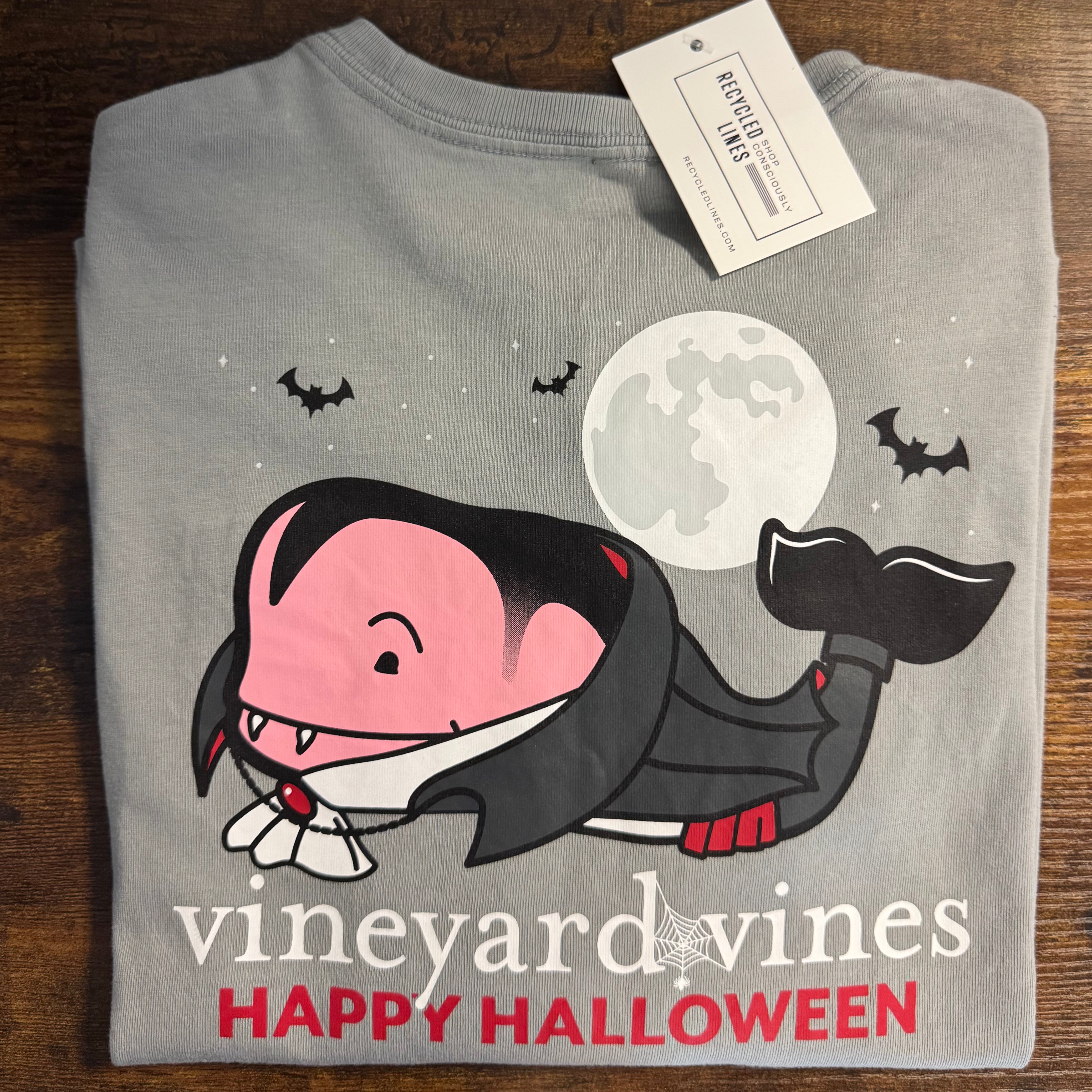 Vineyard Vines Dracula Tee, Gray Boys Size S (8/10)