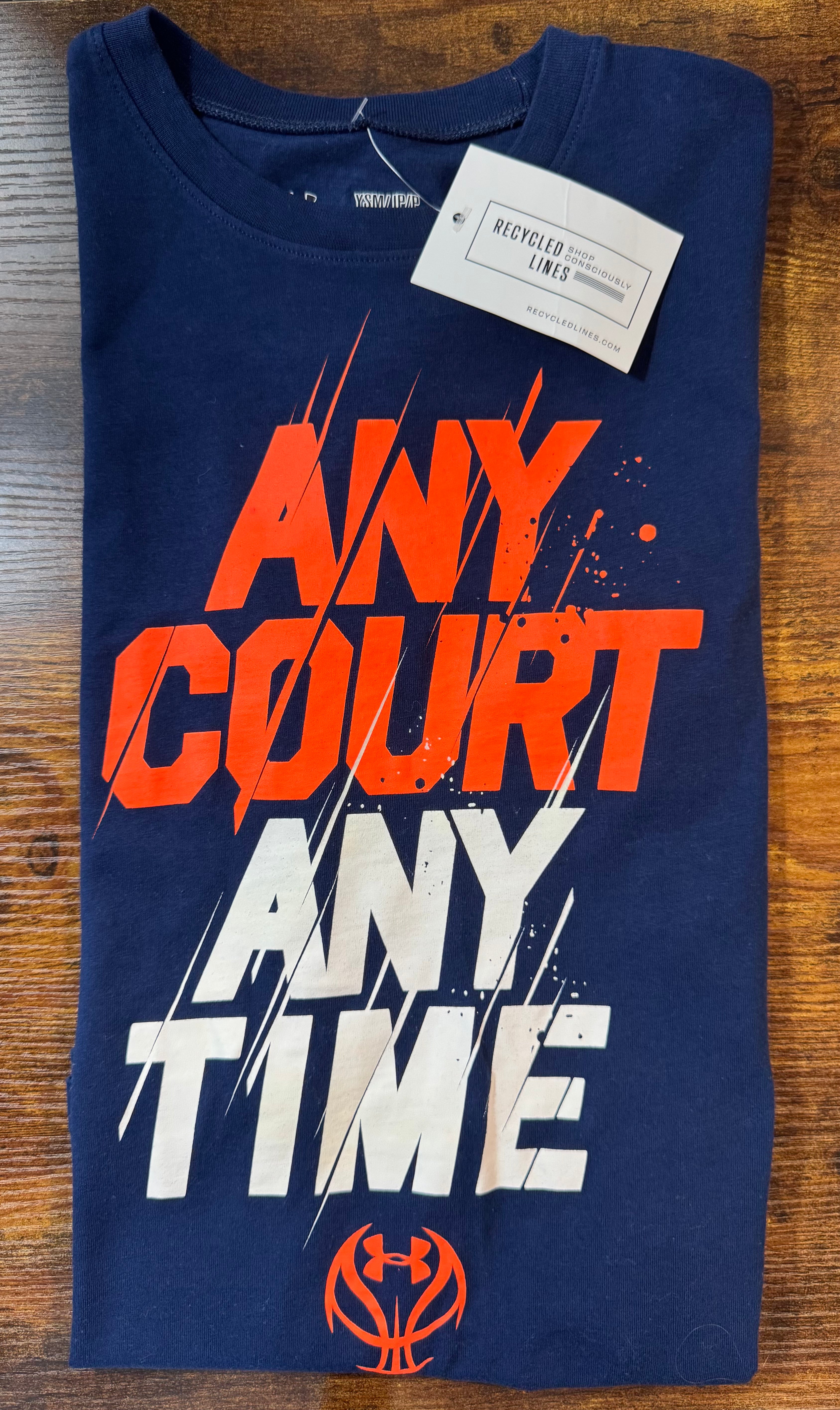 Under Armour Basketball Shirt, Navy Boys Size S