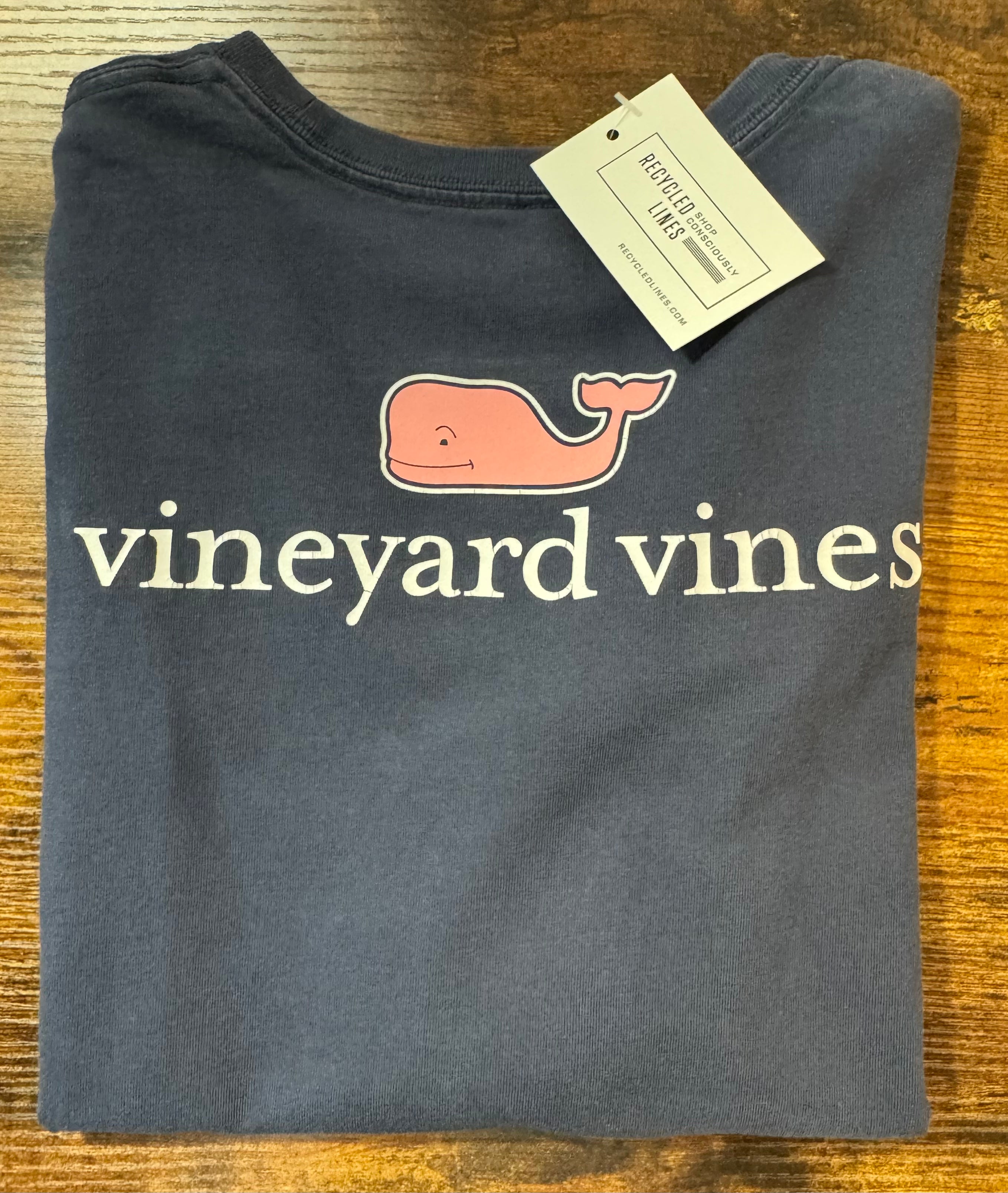 Vineyard Vines Whale Tee, Navy Boys Size S (8/10)