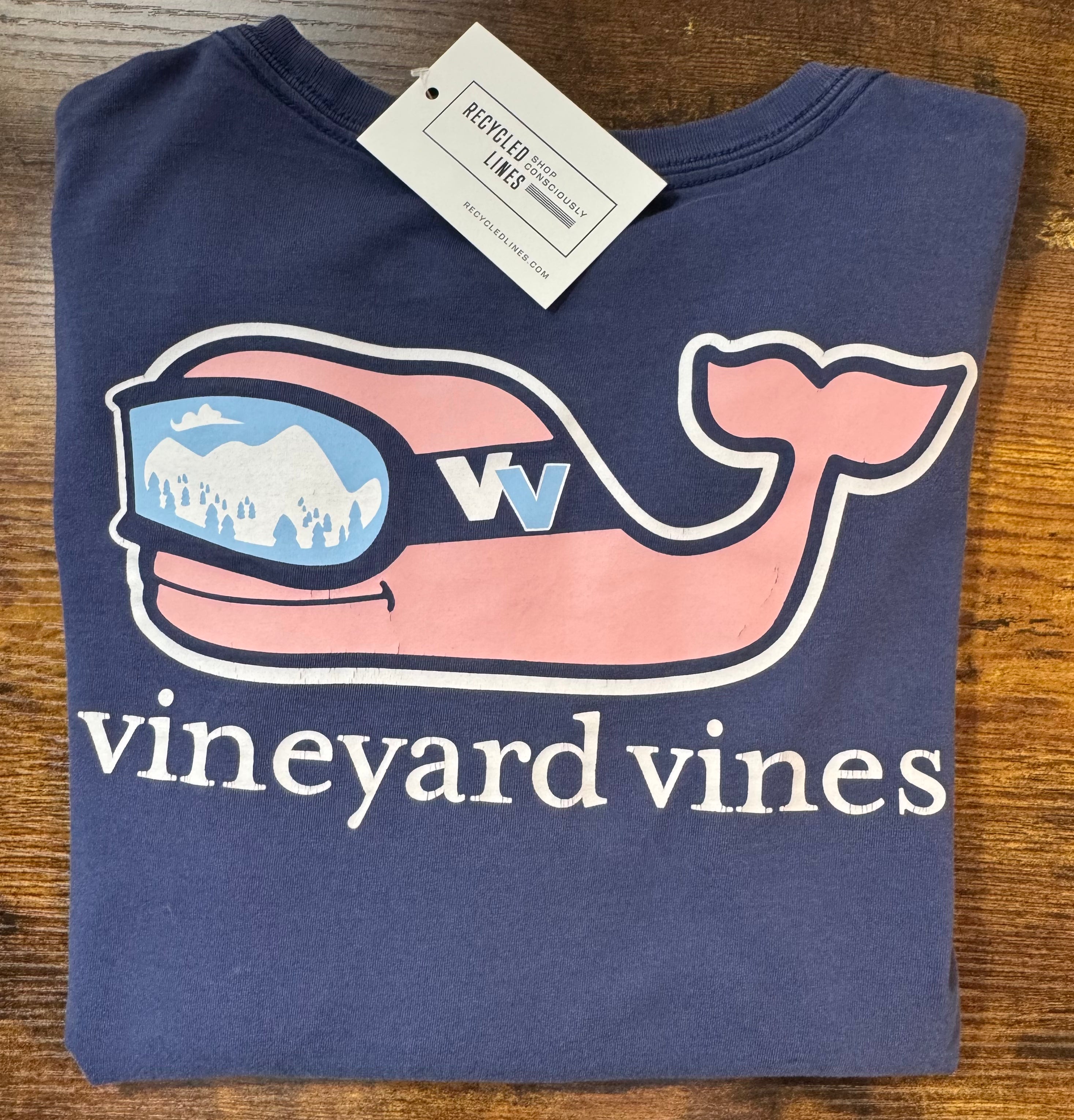 Vineyard Vines Ski Goggle Tee, Navy Boys Size S (8/10)