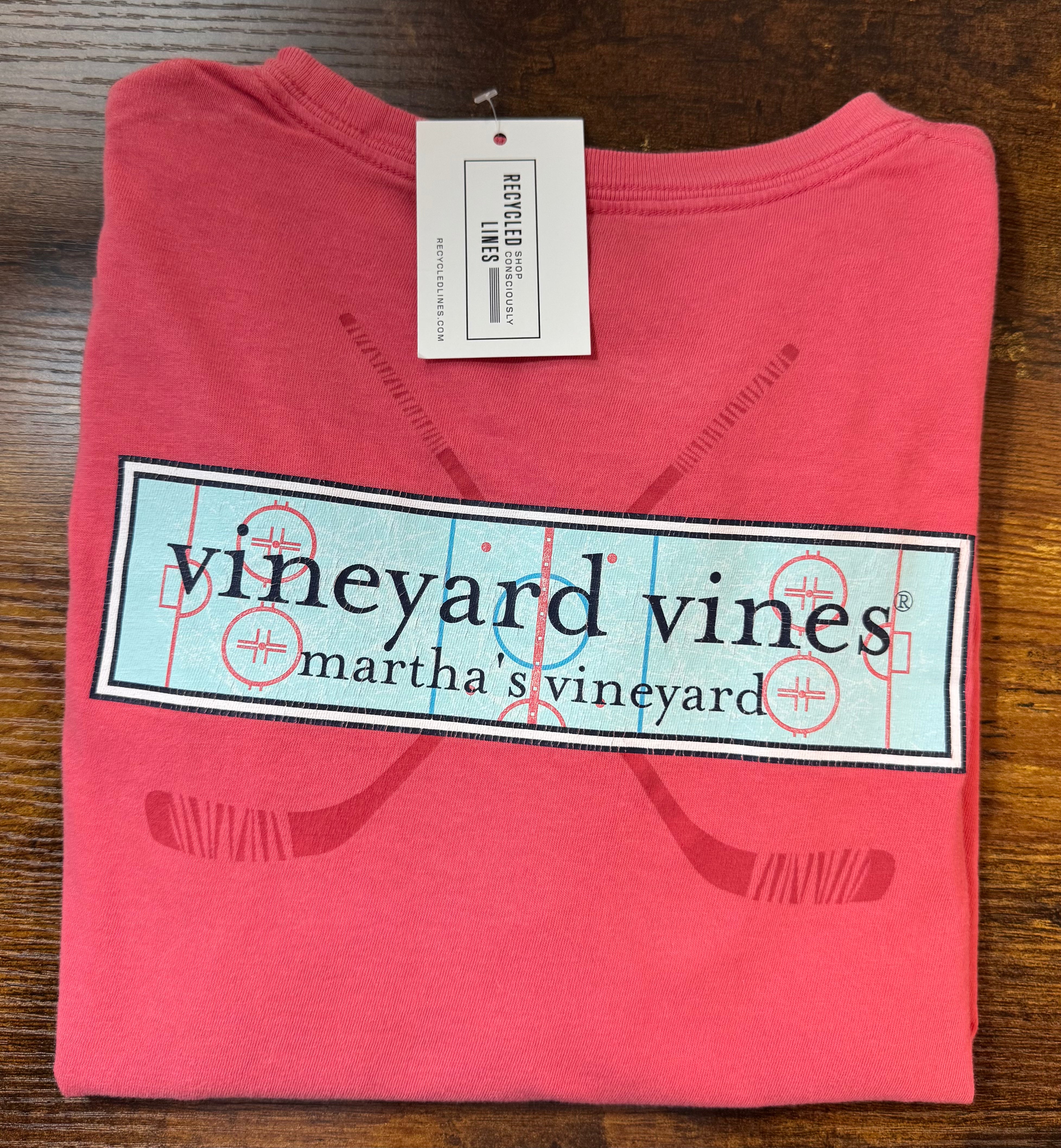 Vineyard Vines Hockey Tee, Coral Boys Size S (8/10)