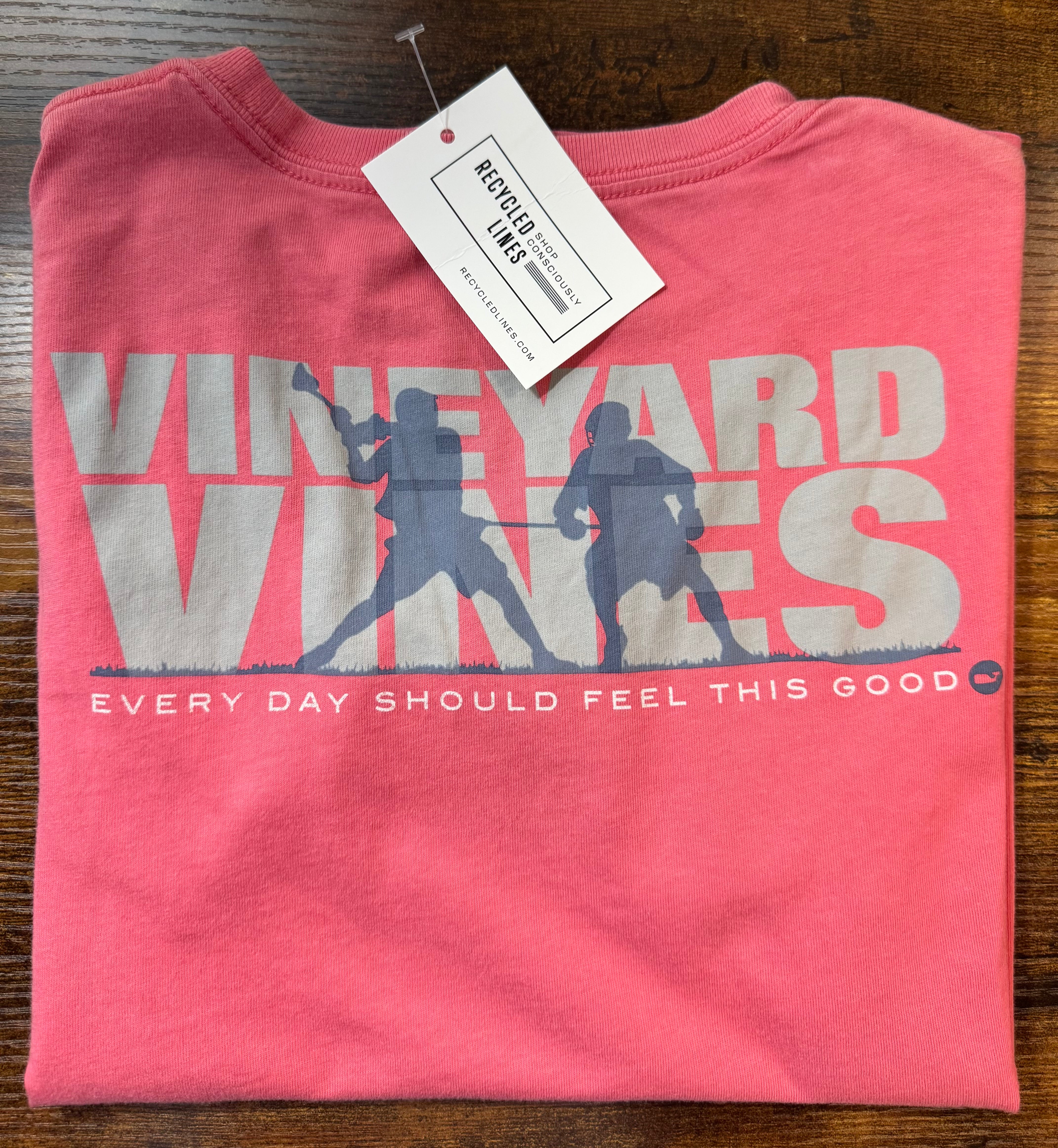 Vineyard Vines Lacrosse Tee, Salmon Boys Size S (8/10) in excellent condition — Recycled Lines, Fairfield CT | Premium Sustainable Consignment