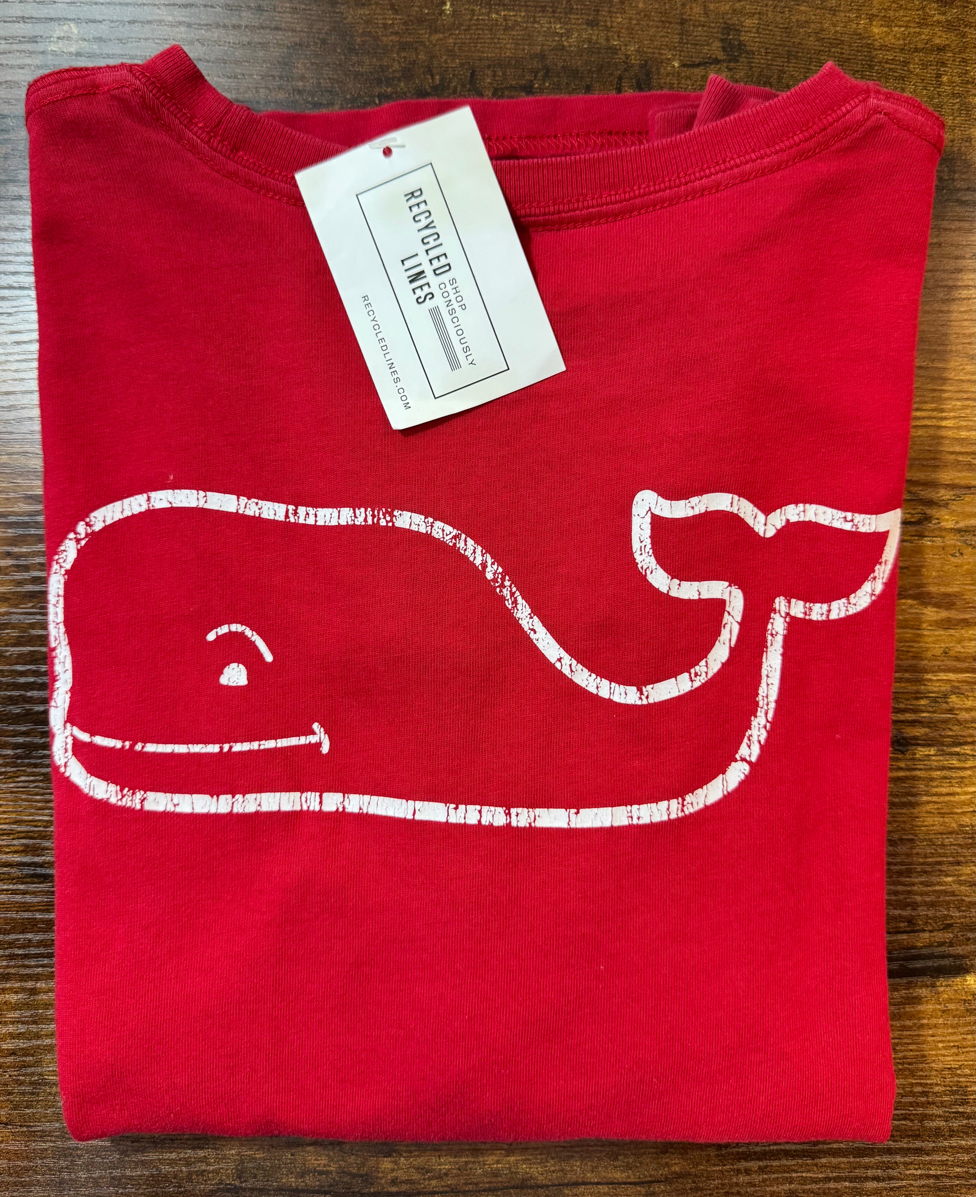 Vineyard Vines Long Sleeve Tee, Red Boys Size M (12-14)
