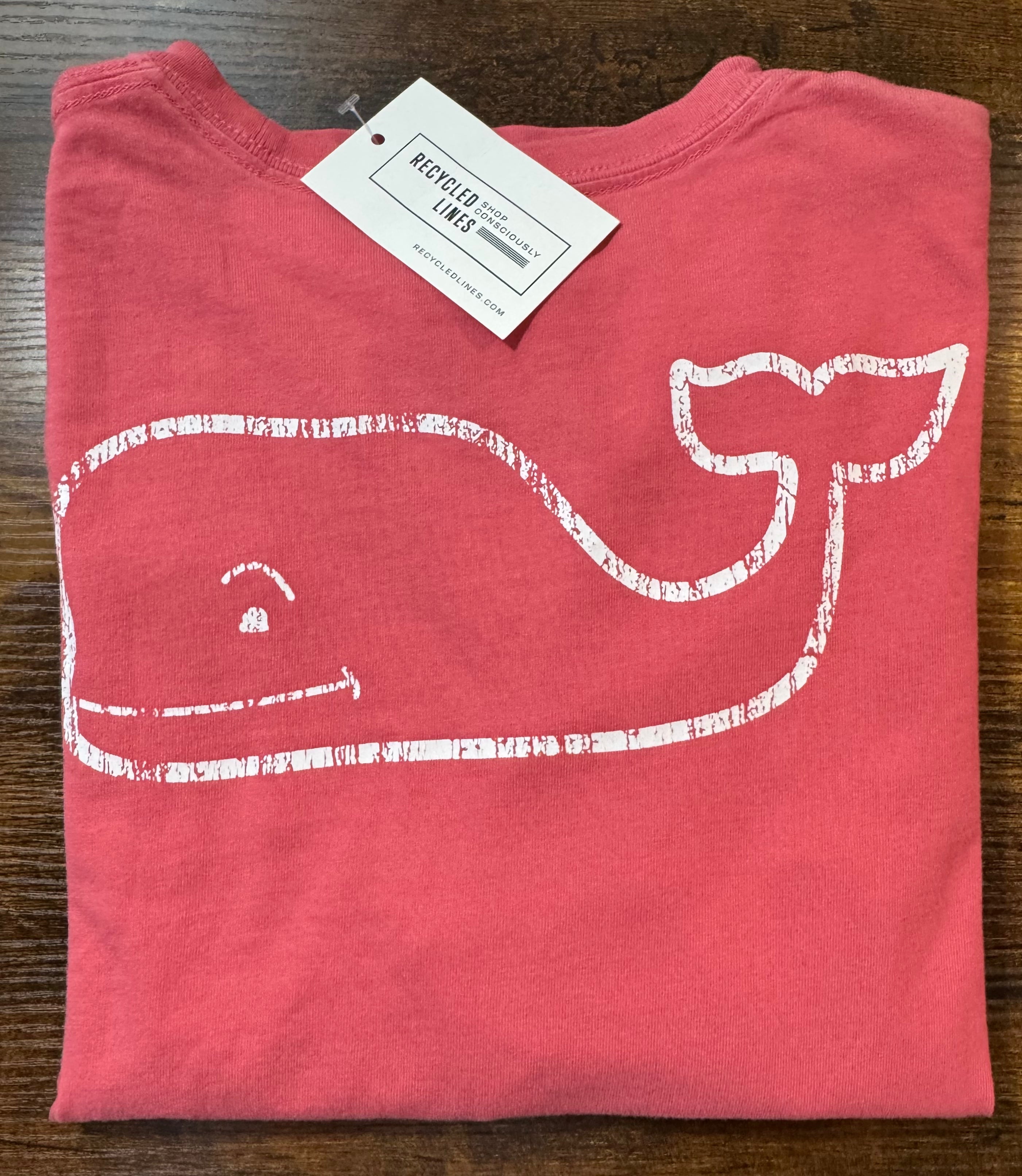 Vineyard Vines Whale Tee, Coral Boys Size M (12/14)