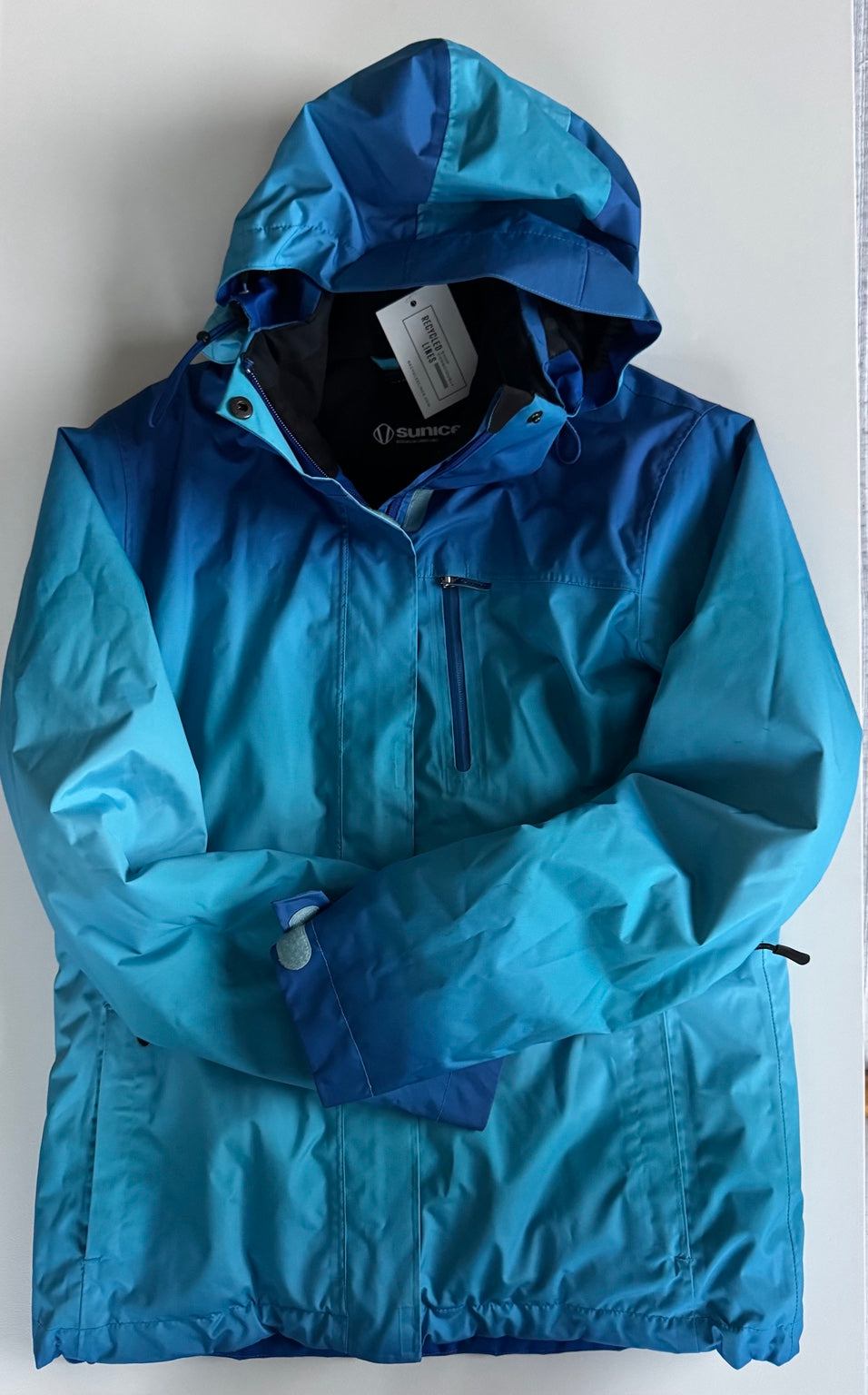 Sunice blue ombre hooded ski jacket girls size 10