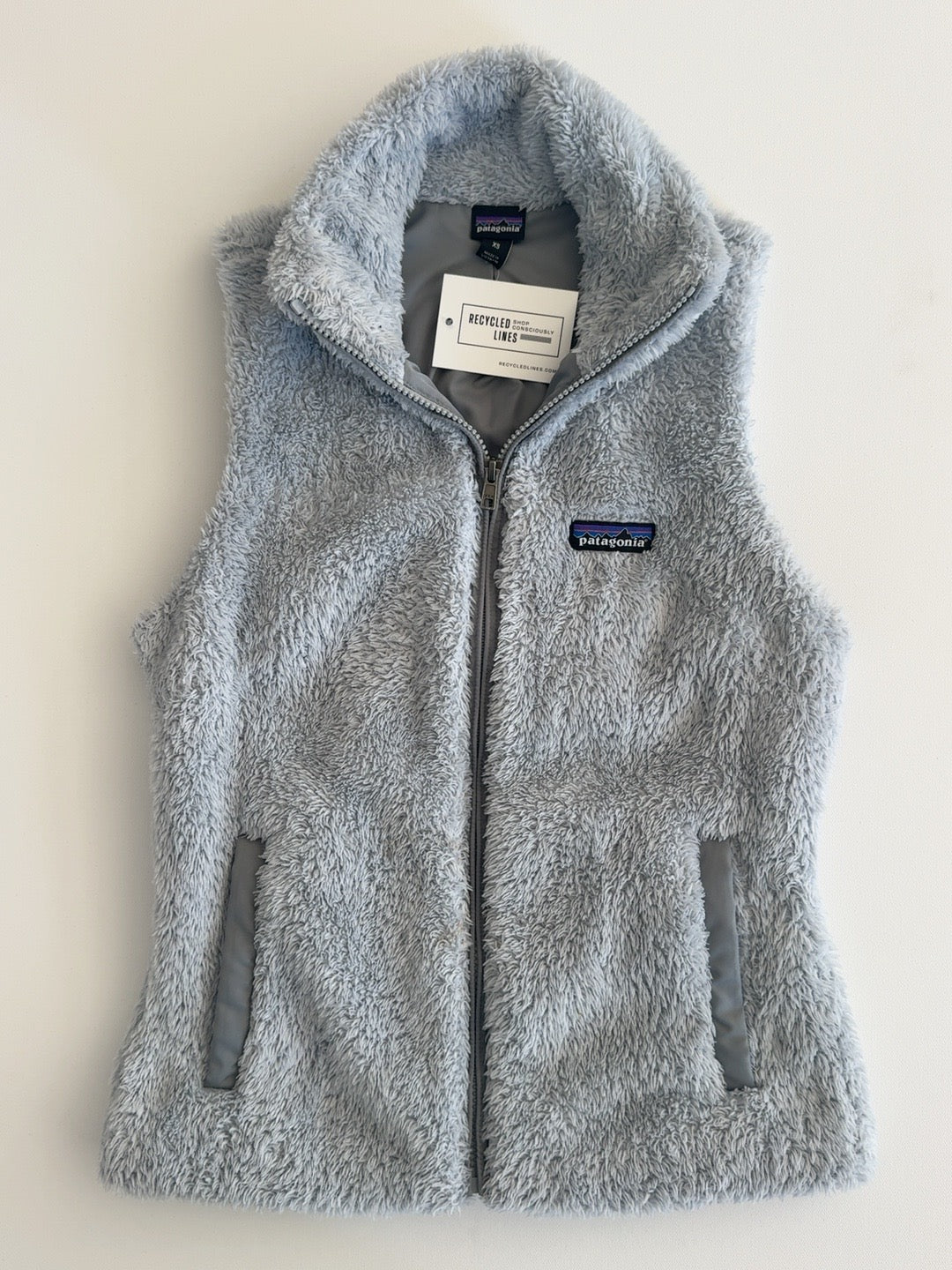 Patagonia gray sherpa fleece full zip vest women's XS