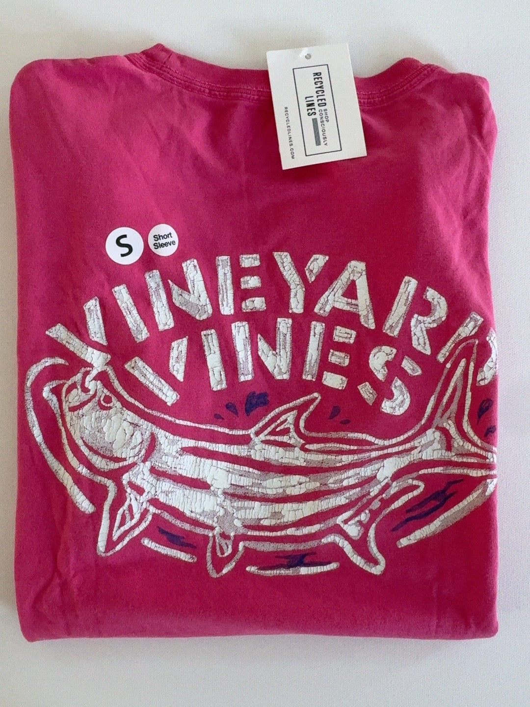 Vineyard Vines fish graphic short sleeve tee, dark pink, men's small