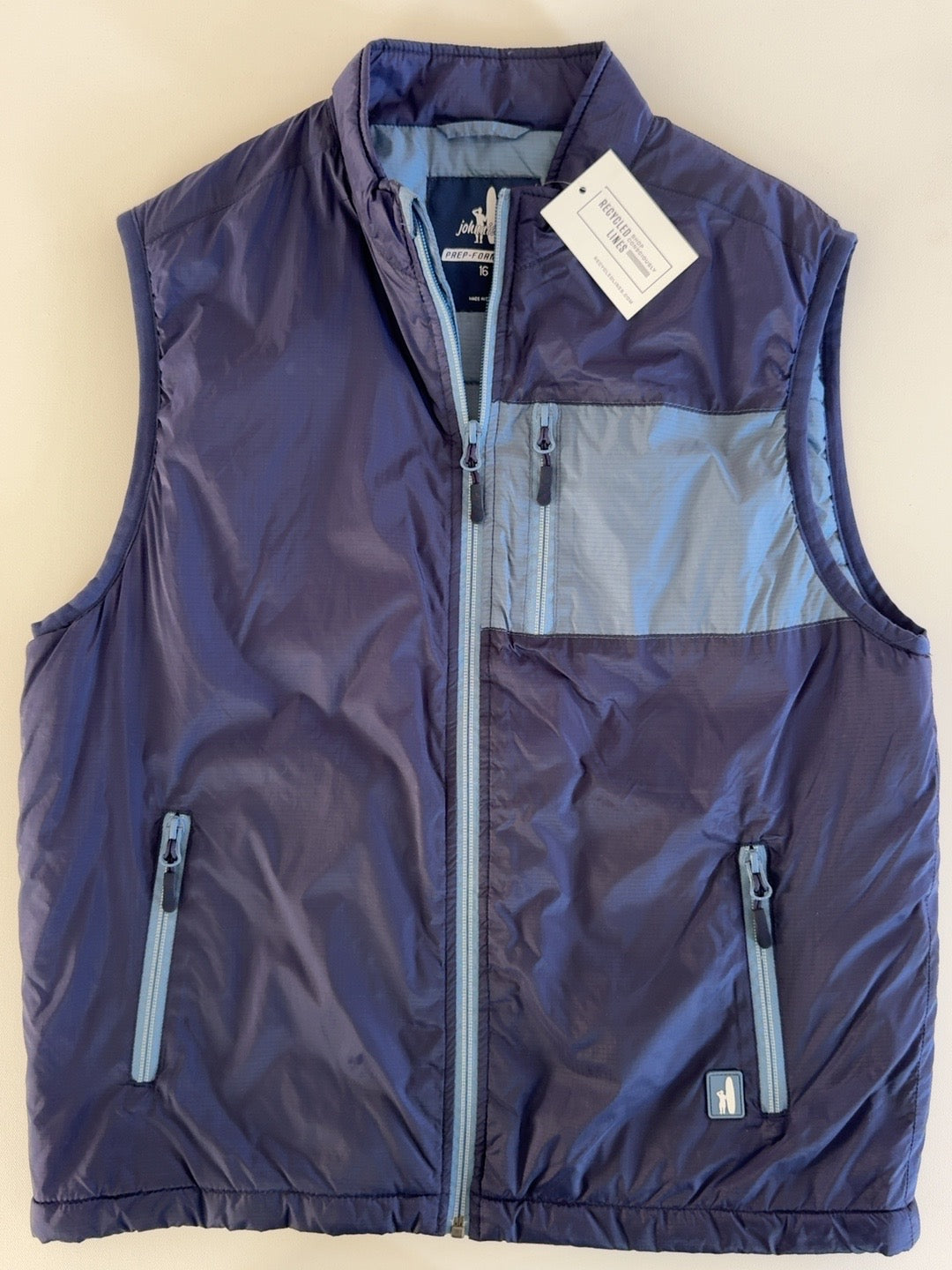 Johnnie-O performance puffer vest navy and blue boys size 16