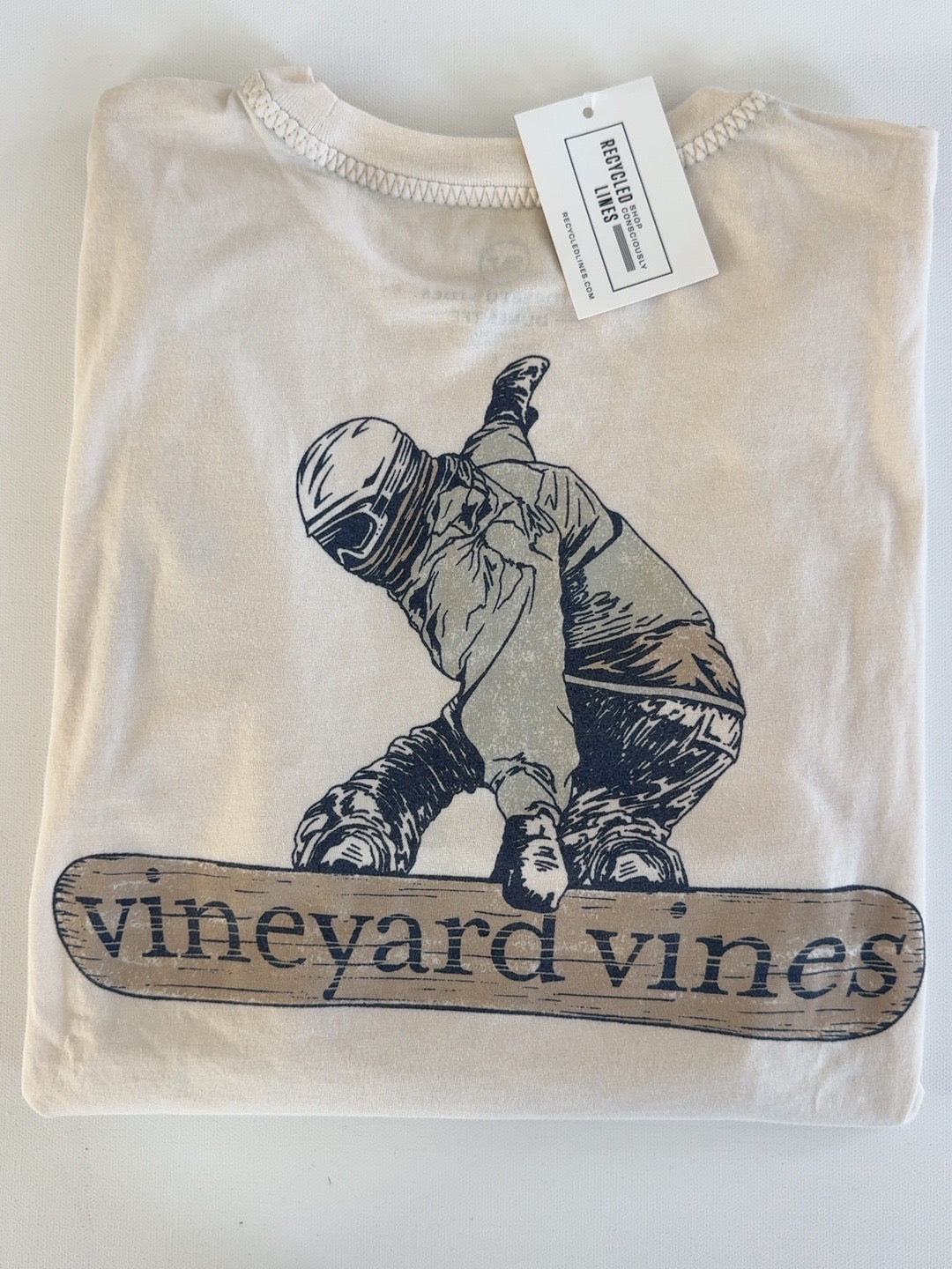 Vineyard Vines Dunes snowboard graphic tee cream men's small