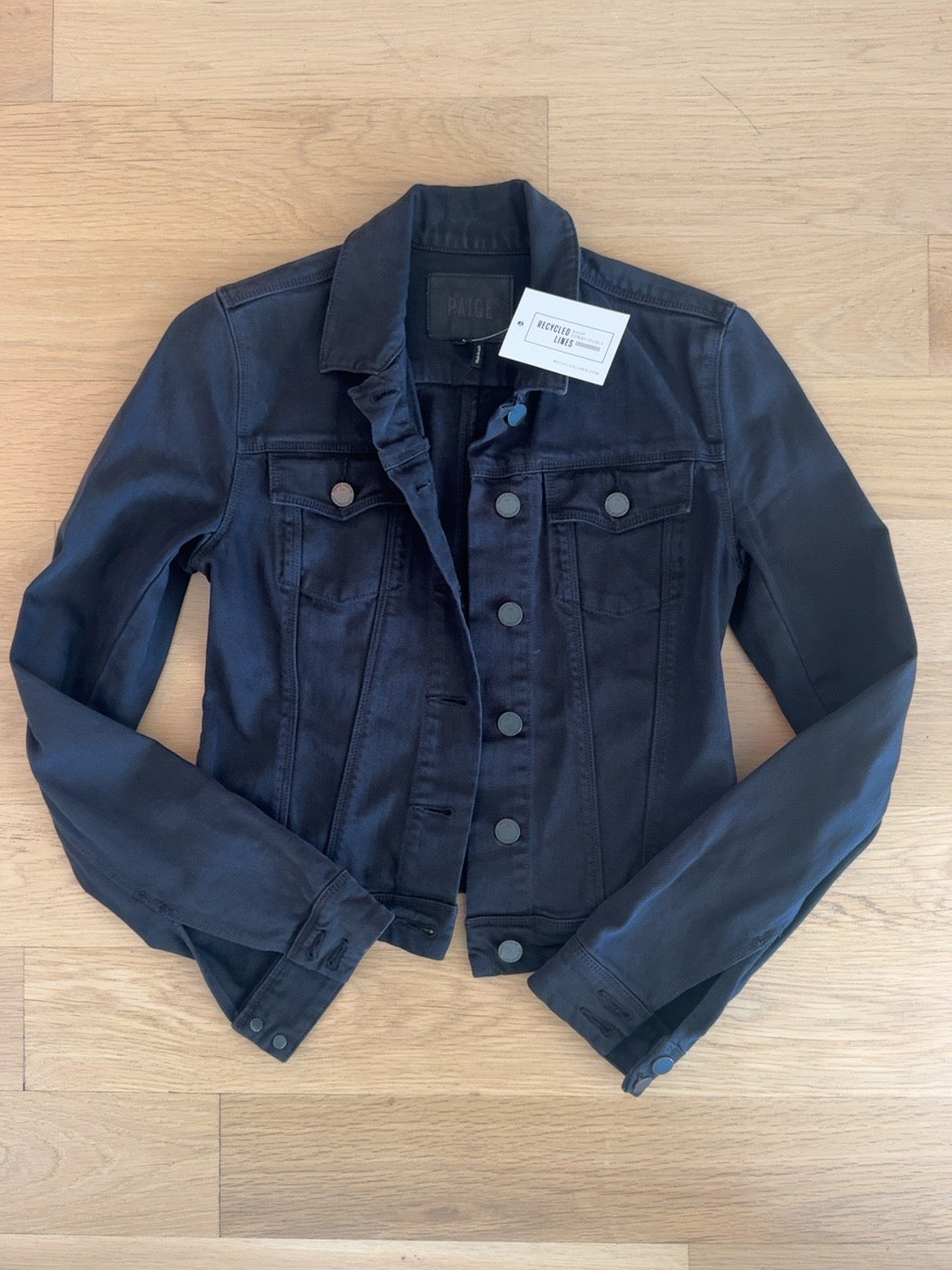 Paige black denim button-front jacket women's size XS