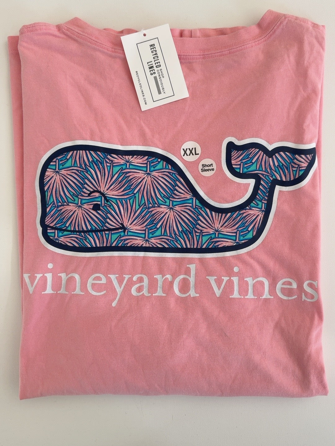 Vineyard Vines coral tropical whale short sleeve tee men's 2XL