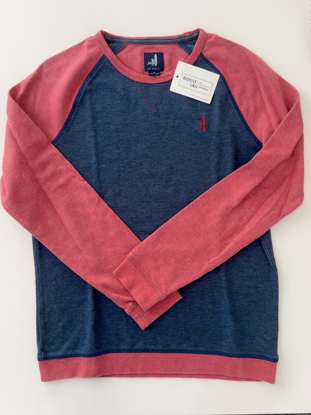Johnnie-O blue and red raglan sweatshirt boys size 14