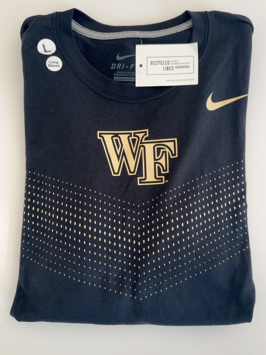 Nike Dri-FIT Wake Forest black and gold long sleeve men's large athletic tee