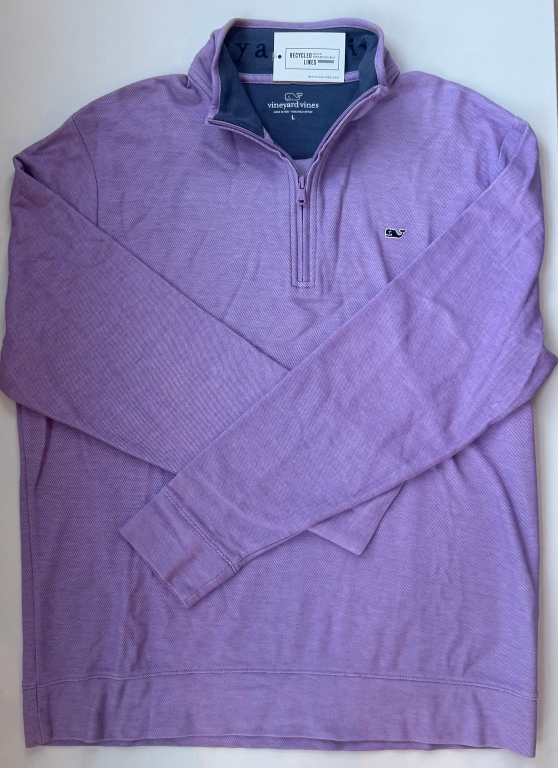 Vineyard Vines purple quarter-zip pullover, men's large, front view