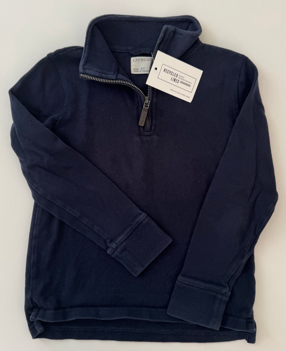Crewcuts navy quarter zip pullover, label size 6-7