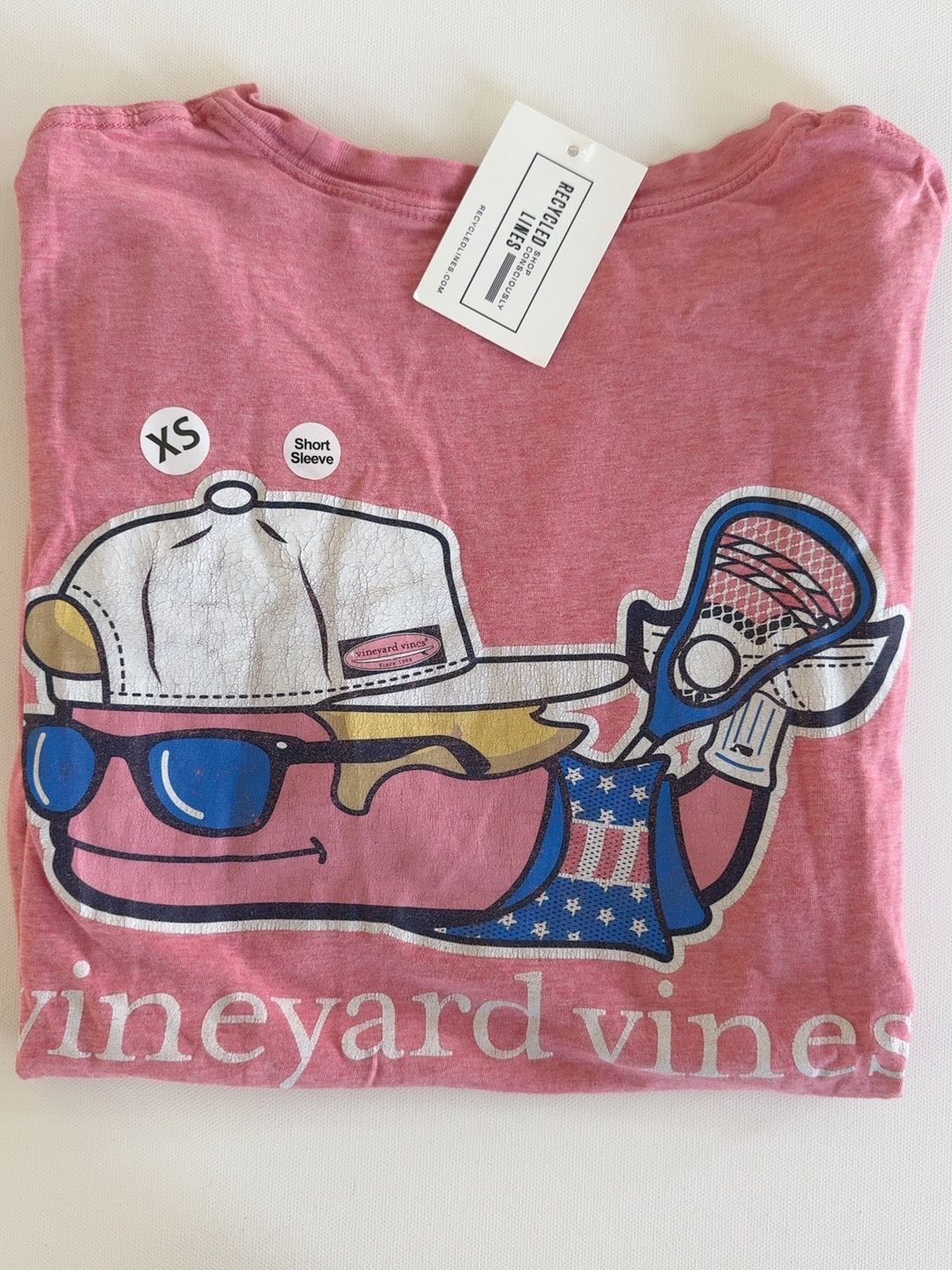 Vineyard Vines salmon pink lacrosse graphic short sleeve tee men's XS