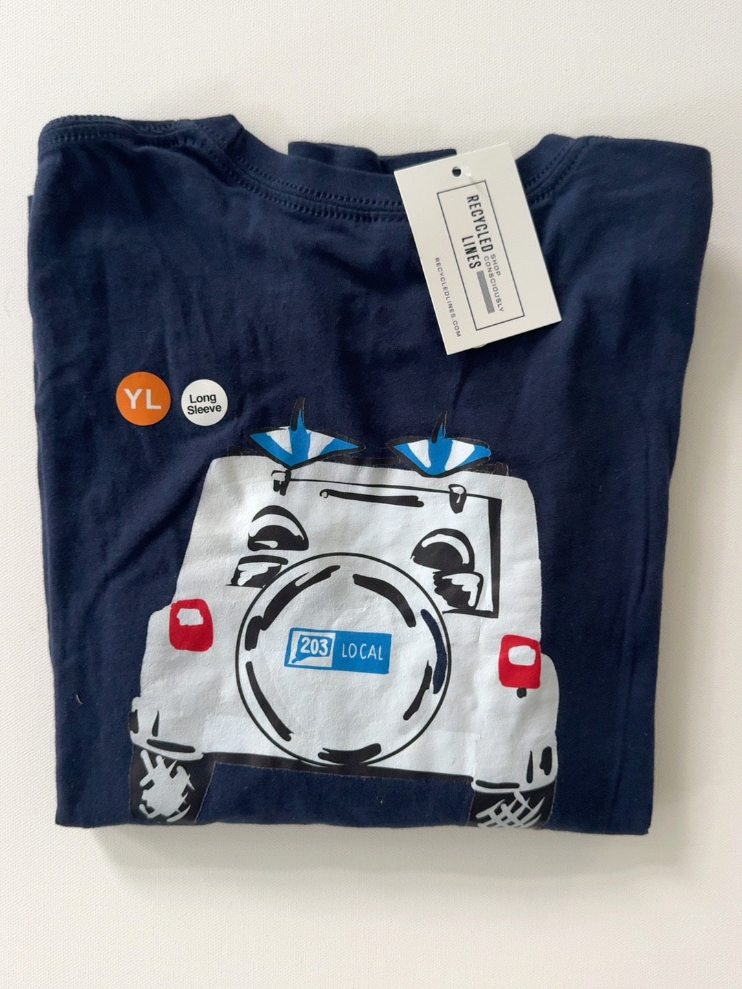 The 203 navy Jeep graphic long sleeve tee boys large 14/16 folded front