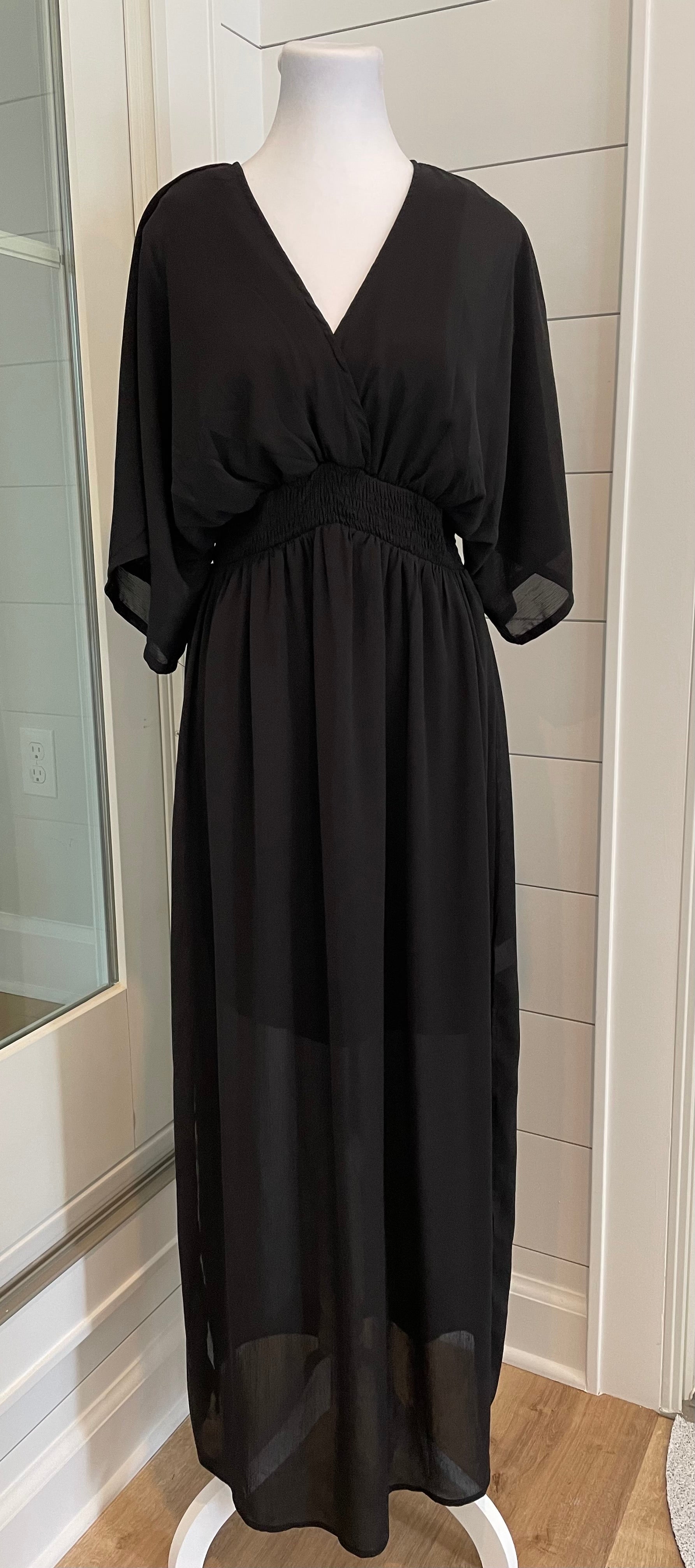 No Brand Flutter Sleeve Dress, Black Womens Size S